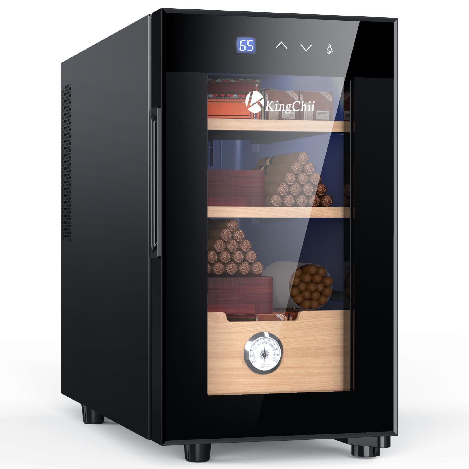Premium 23L Electric Cigar Humidor with Digital Temperature Control - Spanish Cedar Wood Shelves & Built-in Hygrometer - 3-Layer 150-Cigar Capacity - Perfect Father's Day Gift for Men - Ideal for Home, Office, or Cigar Lounge Storage