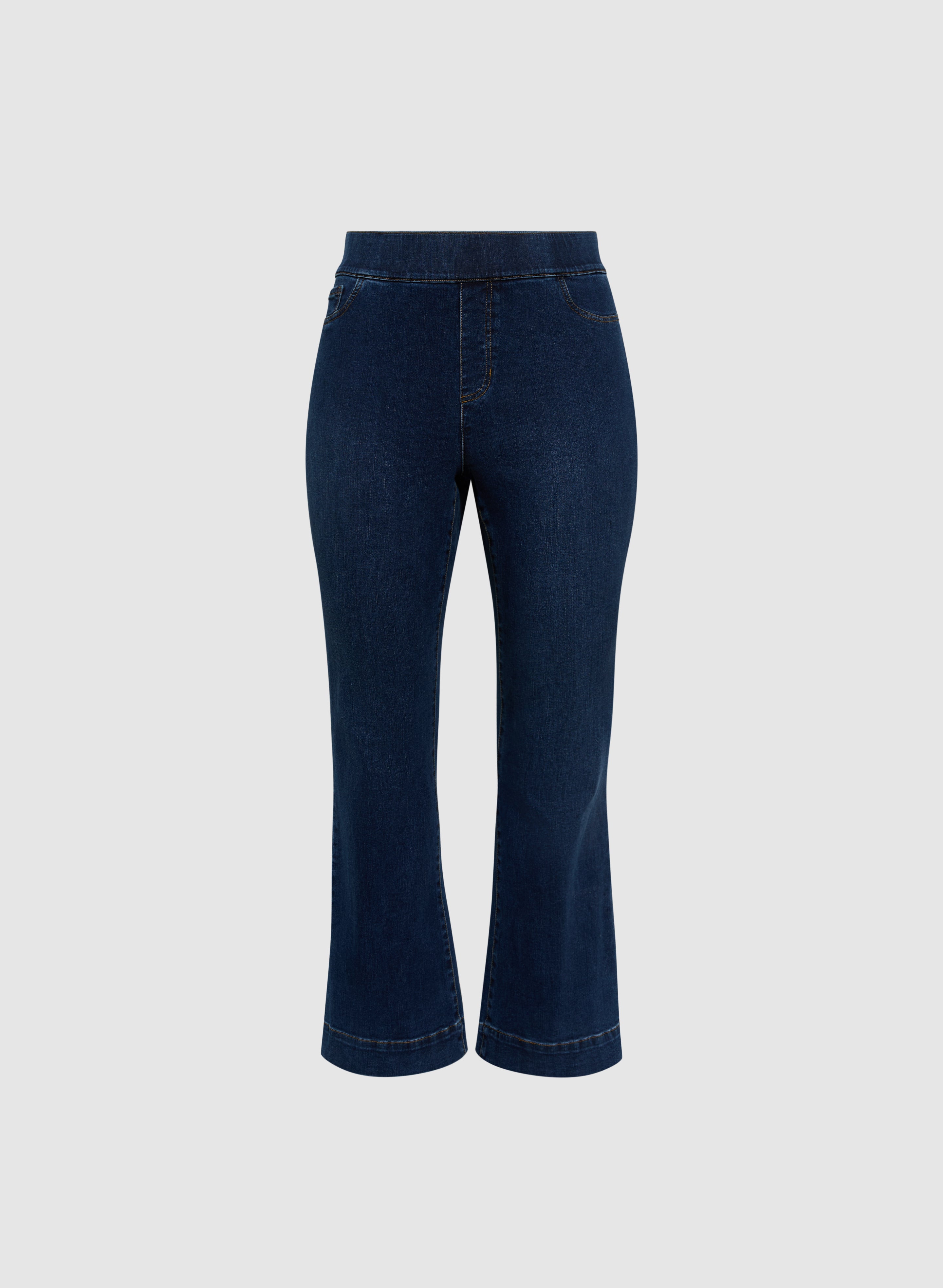 Flare Leg Pull On Jeans for Women - Stretchy High Waist Bootcut Denim Pants - Perfect for Casual Wear, Office & Date Night