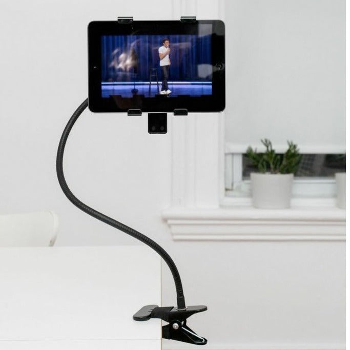 Adjustable Gooseneck Tablet Stand Holder - Flexible Phone & iPad Mount for Bed, Desk, Kitchen - Hands-Free Viewing for Reading, Cooking, Watching Videos