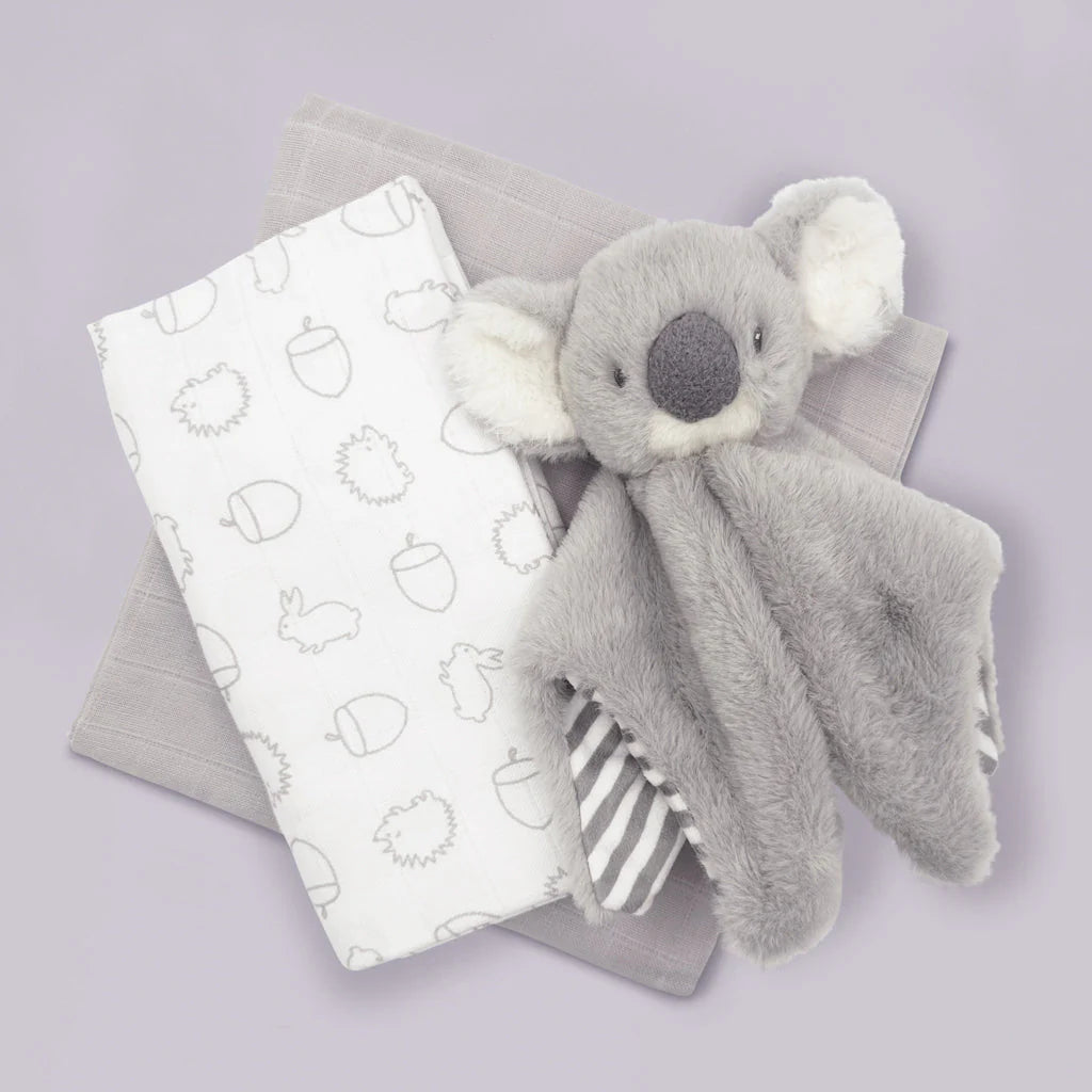 Soft Koala Print Comforter & Baby Swaddle Blanket Set - Breathable Cotton for Newborns & Infants - Perfect for Nursery, Bedtime, and Baby Showers - LBG1060