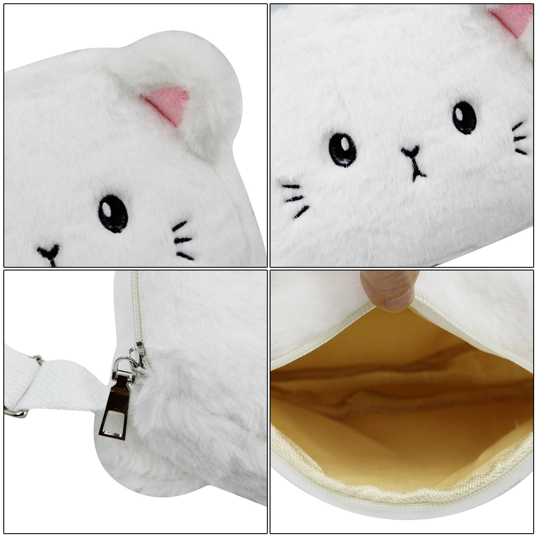 Adorable Pink Fluffy Cat Crossbody Bag for Women - Cute Plush Shoulder Purse with Adjustable Strap, Kawaii Animal Messenger Satchel - Perfect for Casual Outings, Travel, and Gifts