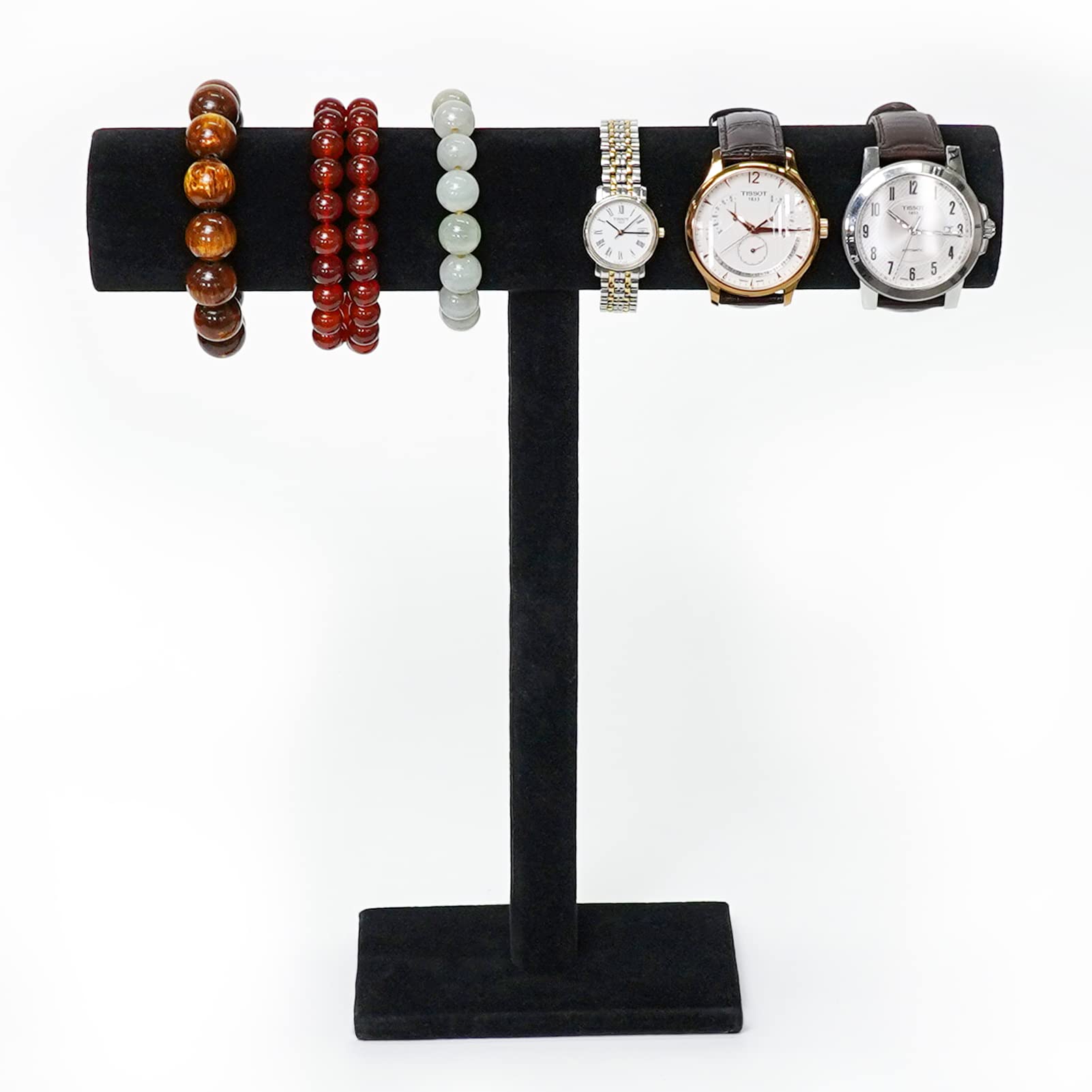 G Ganen T-Bar Necklace Holder - Black Velvet Jewelry Display Stand for Necklaces, Chains, Bracelets & Watches (12