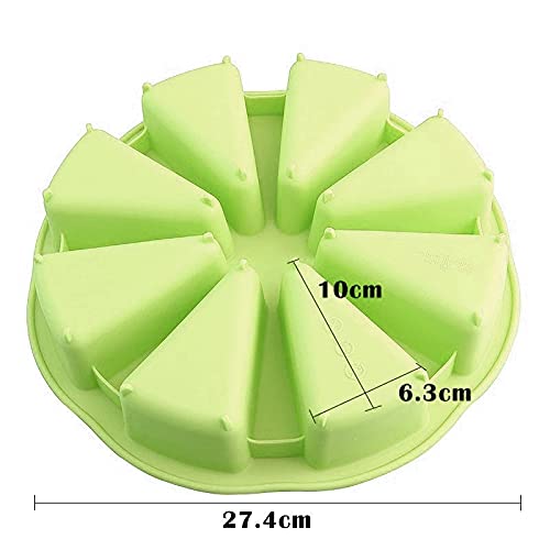 Premium Silicone Cake Molds - 6-Piece Triangle Pudding & Muffin Baking Set, Non-Stick Bakeware for Fondant Cakes, Cupcakes & Desserts (Green) - Perfect for Birthday Parties, Baking Classes & Home Kitchen Use