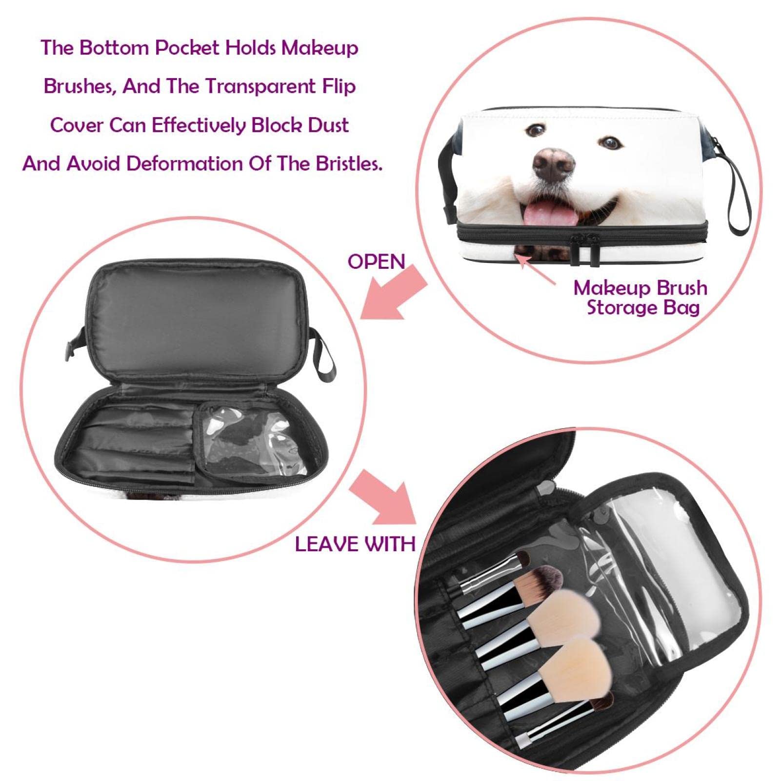 Large Travel Cosmetic Bag - Cute Samoyed Dog Makeup Organizer for Women | Waterproof Toiletry Pouch for Vacation, Gym & Daily Use