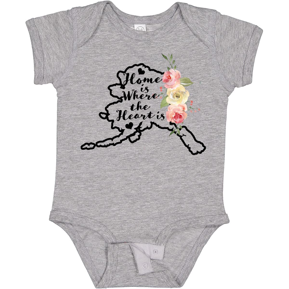 Inktastic Alaska Home is Where The Heart is Watercolor Floral Baby Bodysuit - Soft Cotton Onesie for Newborns & Infants - Perfect for Family Photos, Baby Showers & Everyday Wear