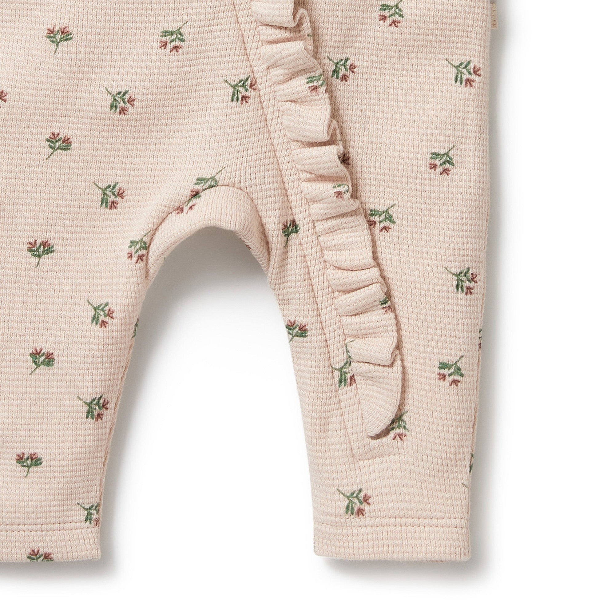Emily Floral Organic Cotton Waffle Ruffle Zipsuit Baby Romper - Soft & Breathable for Newborns, Infants & Toddlers - Perfect for Playdates, Daycare & Family Outings