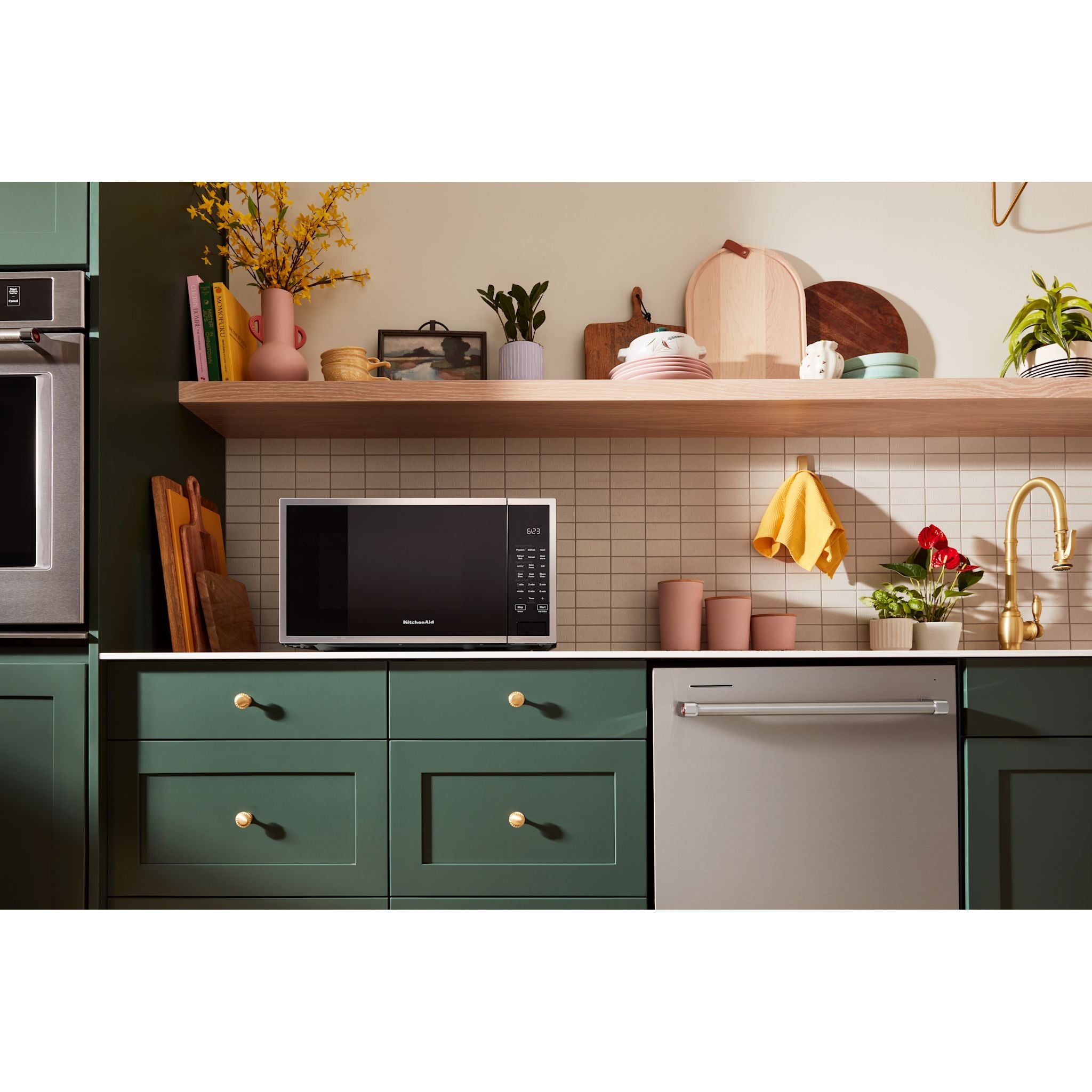 KitchenAid 1.2 Cu. Ft Countertop Microwave Oven with Stainless Steel Finish (YKMCS122RSS) - Perfect for Small Kitchens, Dorms & Office Break Rooms