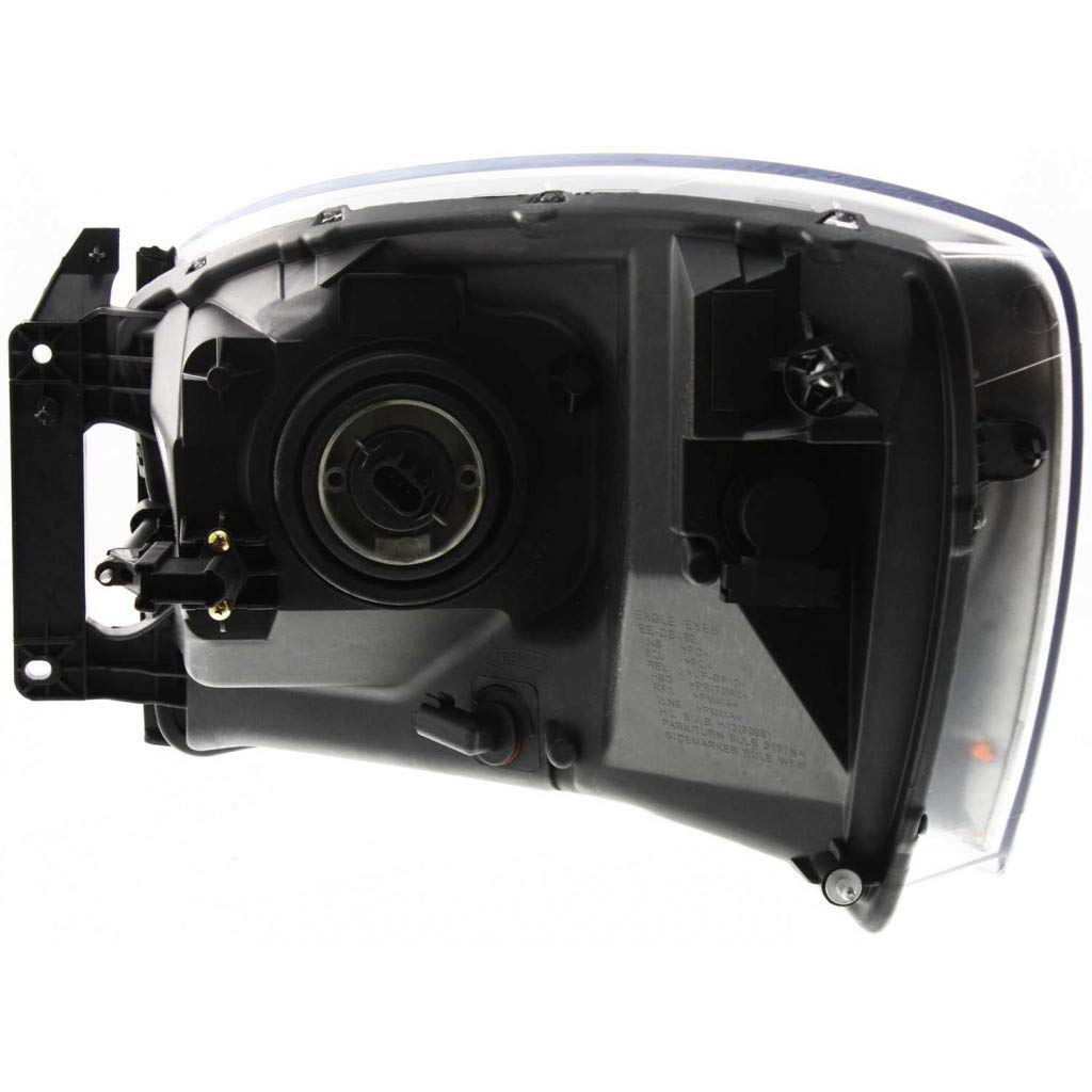2006 Dodge Ram 1500 Passenger Side Headlight Assembly - Black Housing with Bulbs | CAPA Certified | CH2519115, 55372814AB, 55372814AA | Perfect for Night Driving & Vehicle Upgrades