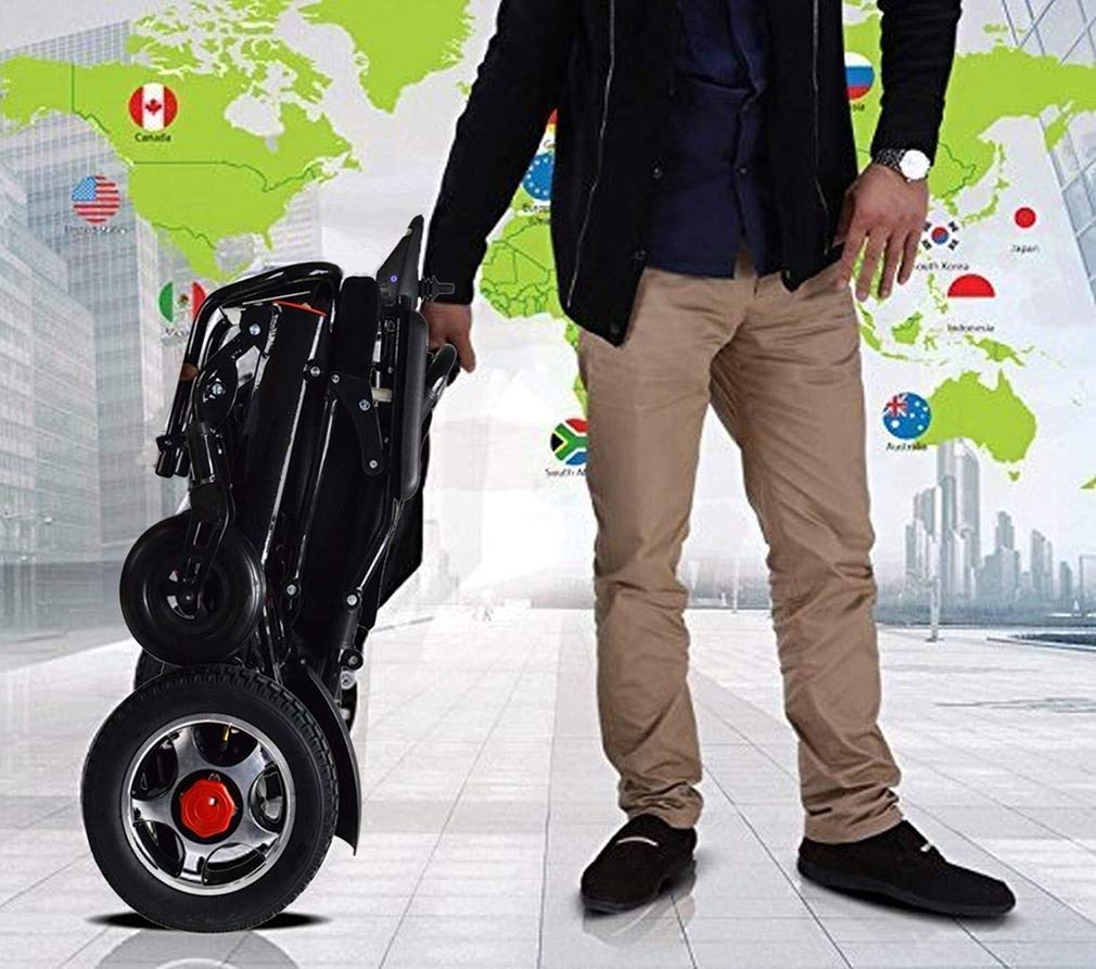 2020 New Folding Electric Wheelchair for Adults - Remote Control, Lightweight Travel & Airline Approved - Heavy Duty Mobility Scooter (Black) | Perfect for Home Use, Outdoor Travel & Airport Assistance