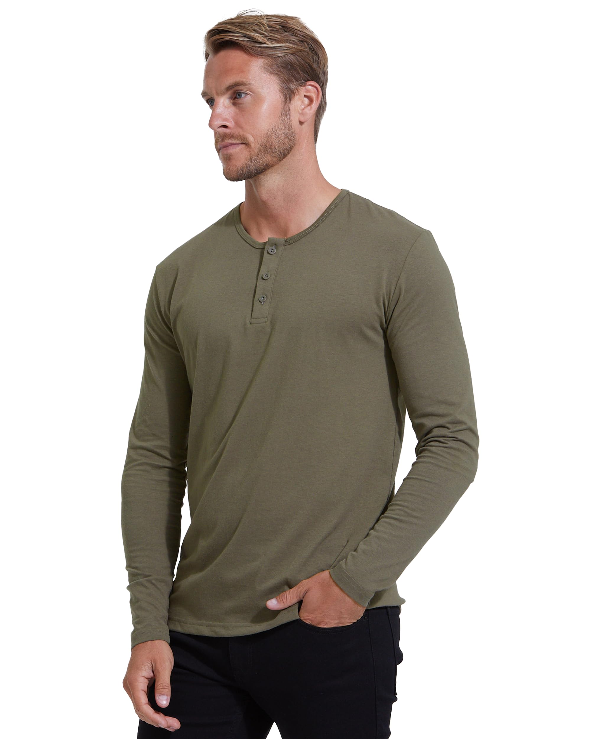 True Classic Men's Long Sleeve T-Shirts - Soft Cotton Henley & Crew Neck Thermal Shirts for Men - Regular & Tall Sizes | Casual Wear, Layering, Winter Comfort