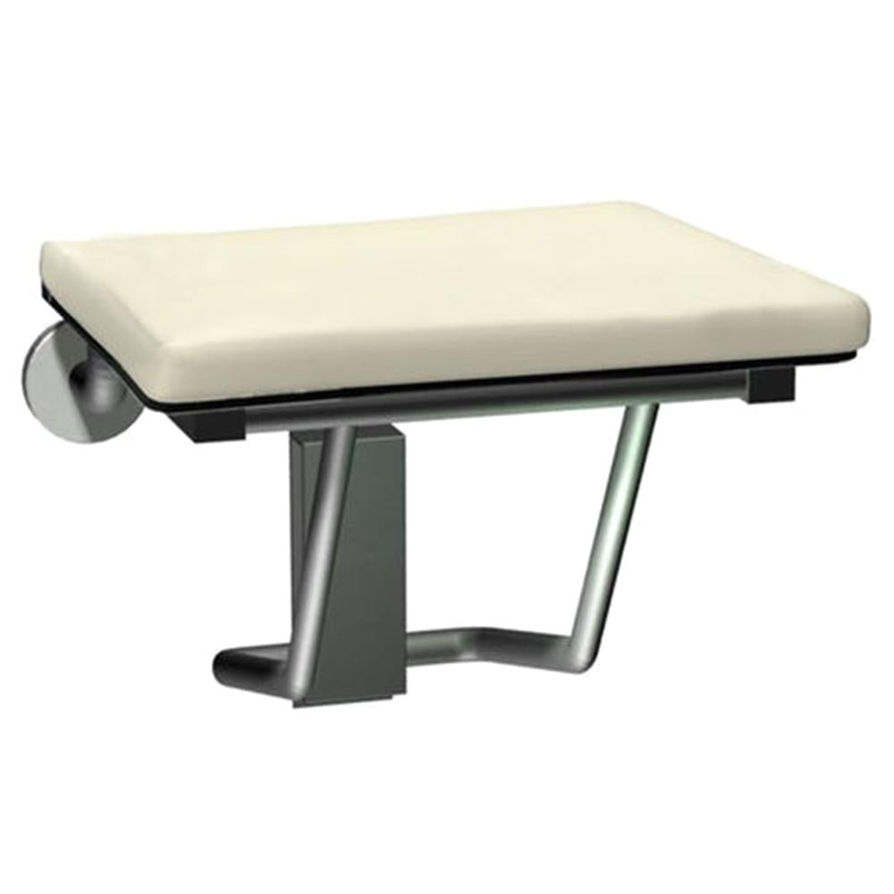 ASI 8204 Foldable Shower Seat with Padded Rectangular Seat - Wall Mounted Satin Finish for Bathroom Safety & Elderly Care