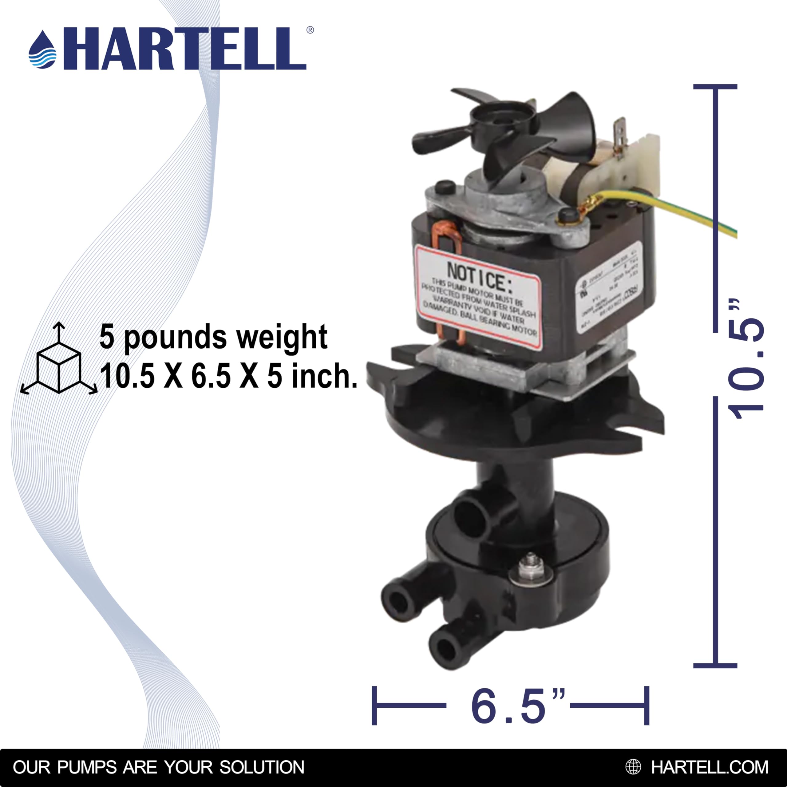 HARTELL HRIM-3-120 Replacement Ice Machine Pump - Compatible with GPPS-1SC-1 - High Performance Water Pump for Commercial Ice Makers - Perfect for Restaurants, Bars, and Hotels
