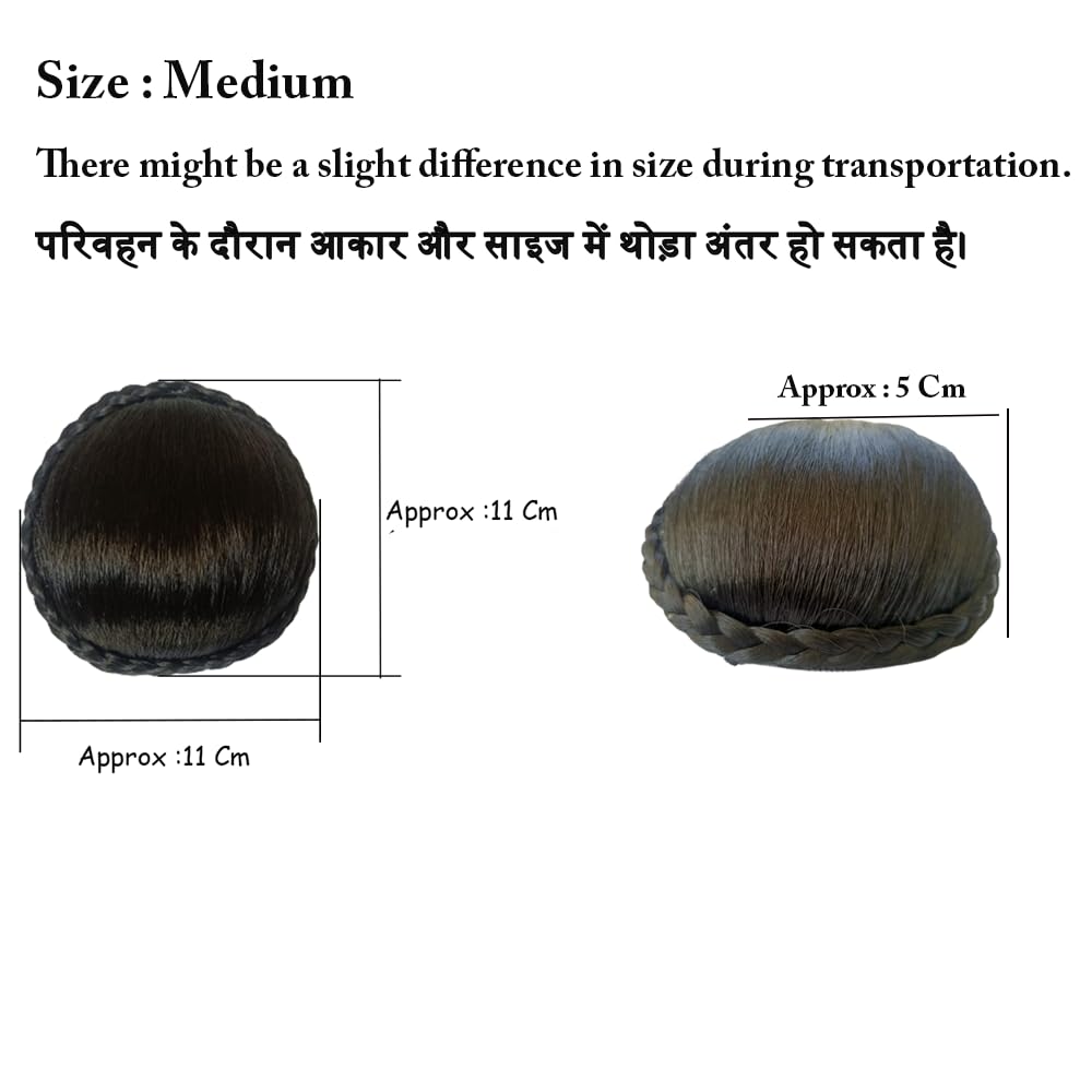 Flysales® Artificial Juda Hair Bun - Medium Size (11cm x 11cm x 5cm) Black Hair Extension & Wig Accessory for Women & Girls - Perfect for Cosplay, Weddings, and Daily Styling