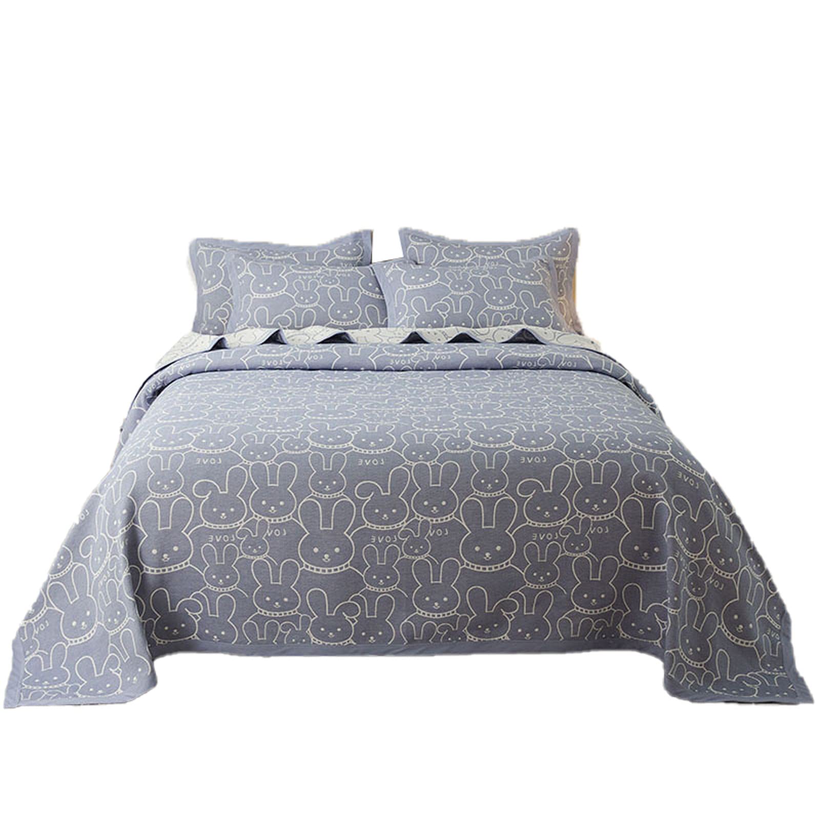 **MKWEY King Size Quilt Set - Farmhouse Style Bedspread, 100% Cotton Coverlet, Soft & Breathable All-Season Bedding with Square Pattern (230x250cm) - Perfect for Master Bedroom, Guest Room & Farmhouse Decor**