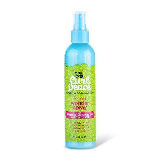 JUST FOR ME CURL PEACE WONDER SPRAY 8 OZ - Hydrating Leave-In Conditioner for Natural Curly Hair - Perfect for Daily Moisture & Frizz Control at Home or On-The-Go