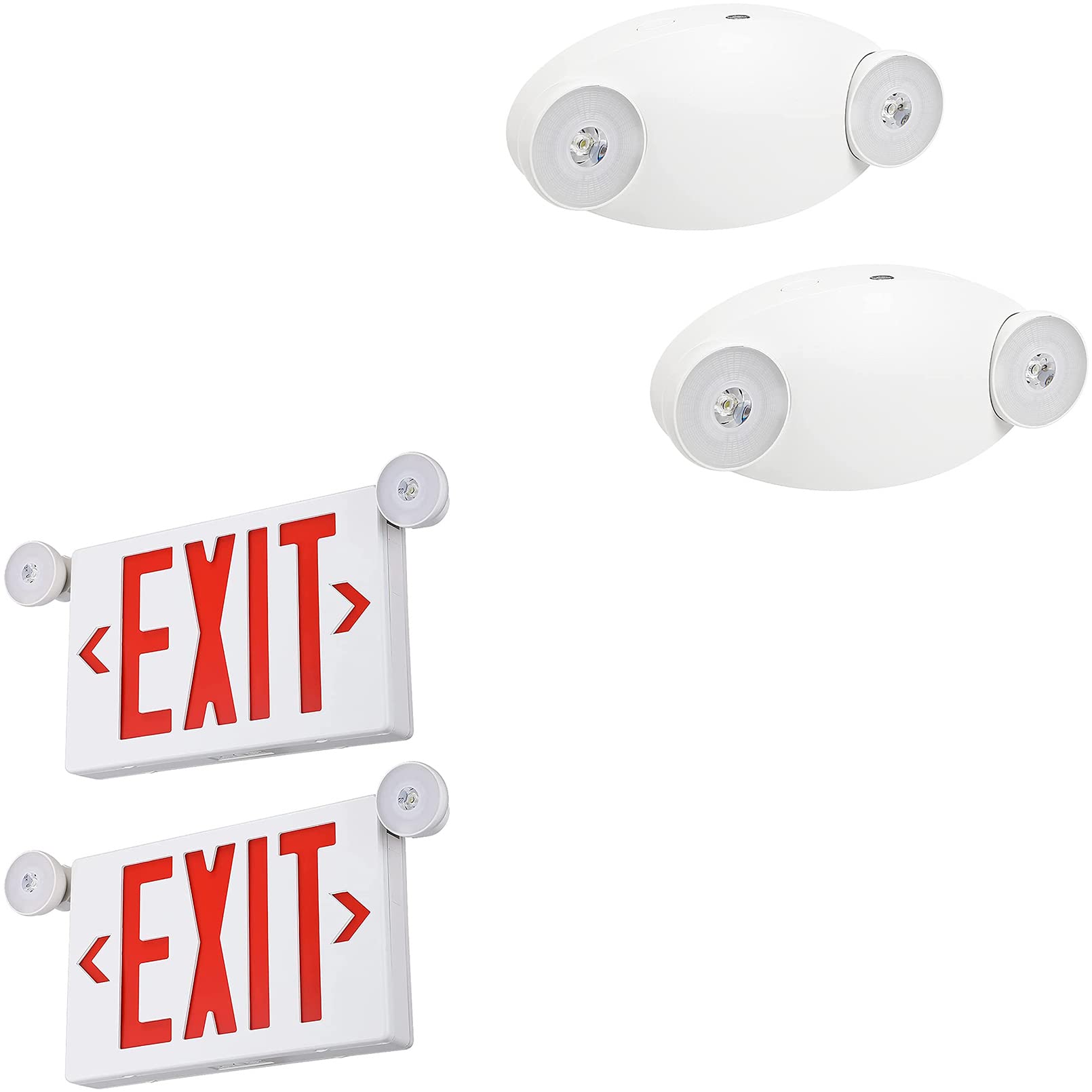 TORCHSTAR 2-Pack Red LED Exit Sign with Emergency Backup Battery - Double-Sided Emergency Lighting with Adjustable Heads - Perfect for Commercial Buildings, Warehouses & Emergency Exits