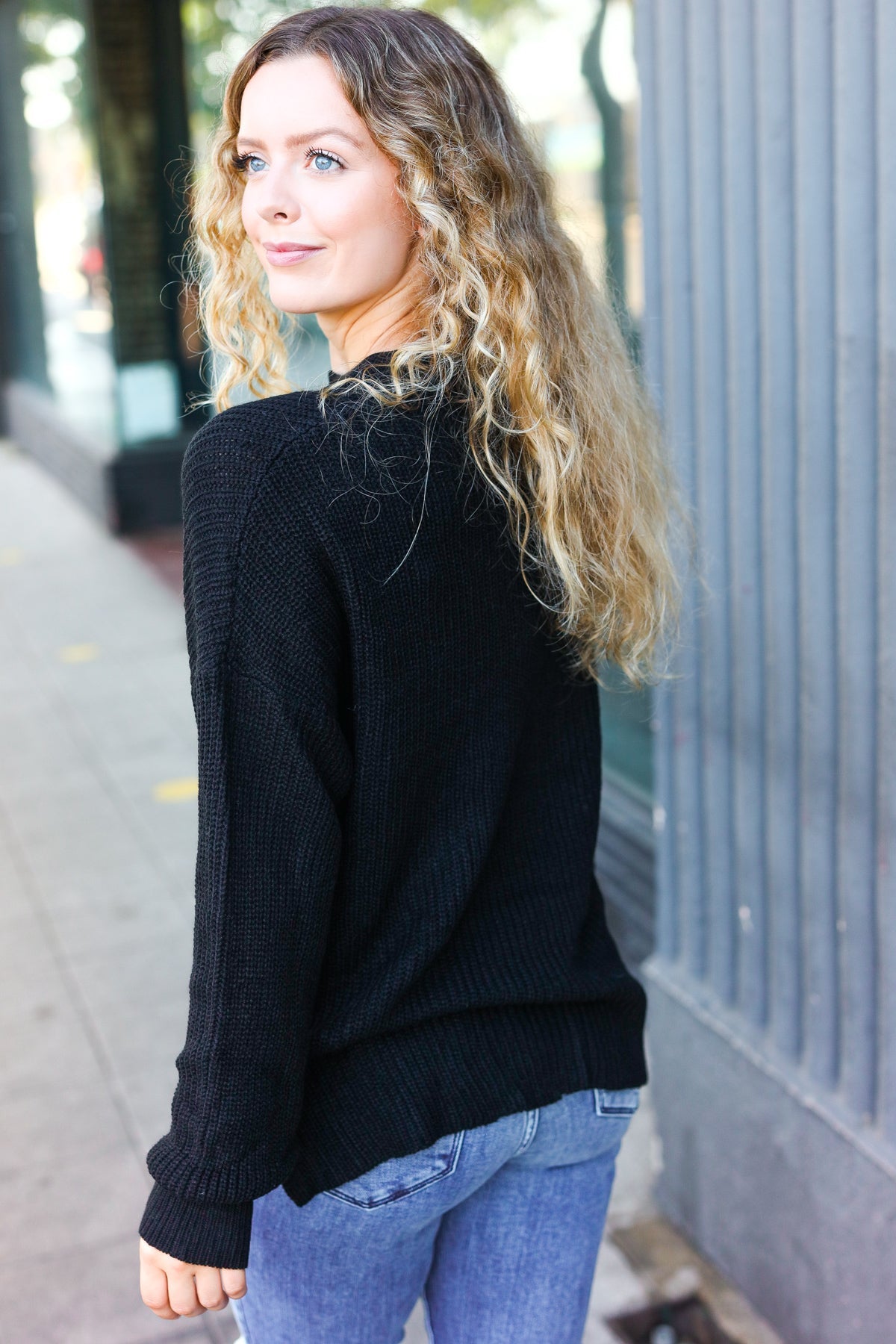 Elegant Black Mock Neck Knit Sweater with Chest Pocket - Women's Casual Winter Pullover for Office, Date Night & Holiday Outfits
