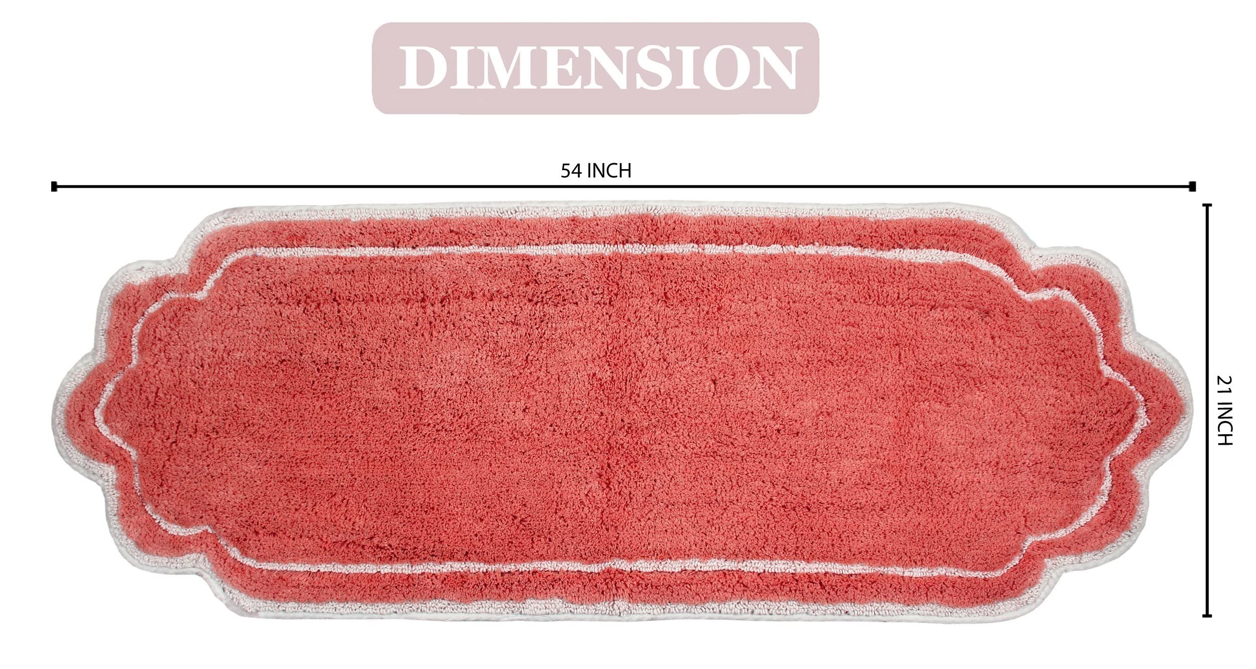 Home Weavers Allure Collection 100% Cotton Tufted Bathroom Rug - Soft, Absorbent & Non-Slip Bath Mat for Bathroom Floor - Machine Washable Runner (21x54 Inches, Coral) - Perfect for Bathroom, Shower & Vanity Areas