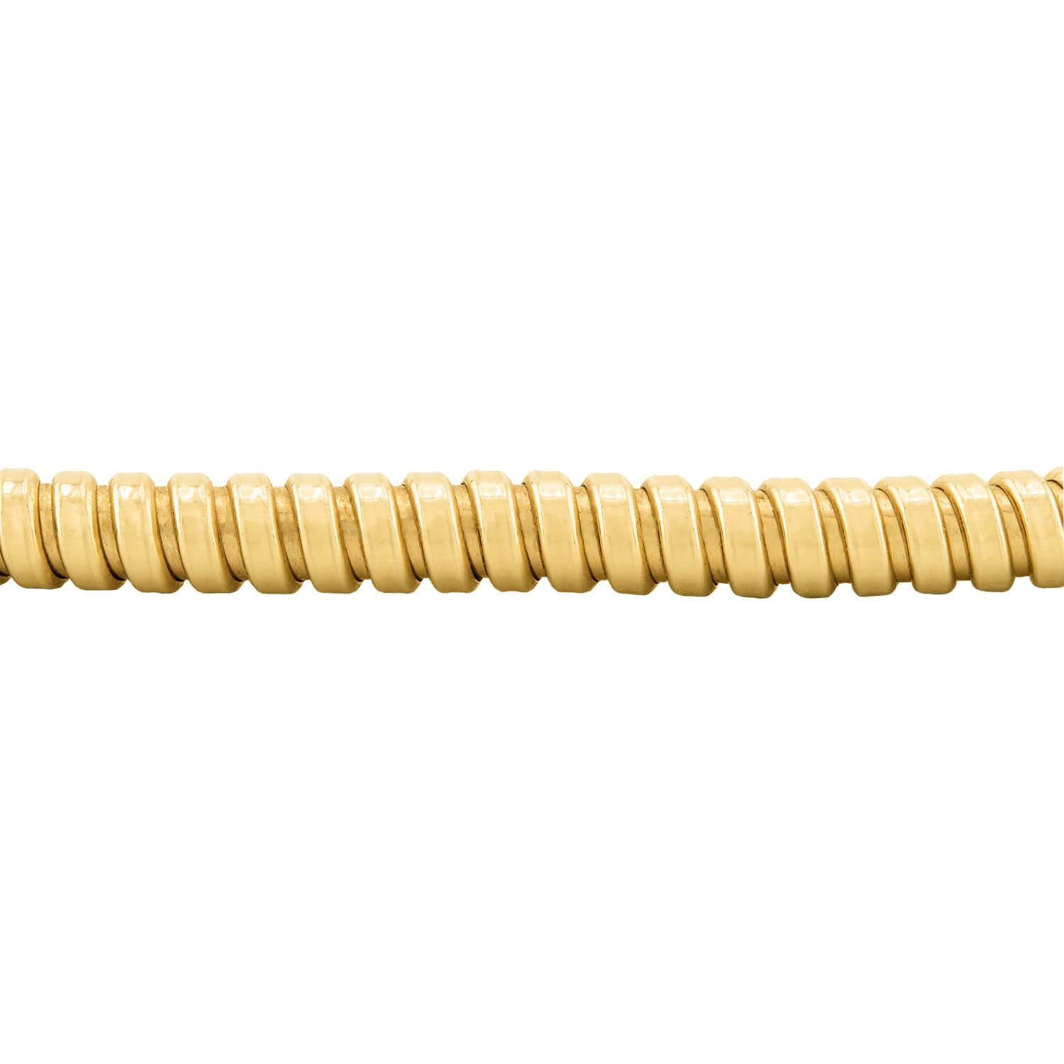 Vintage Italian 14k Gold Gas Pipe Chain Necklace 16 Inch - Perfect for Women's Everyday Wear, Layering & Gift Giving