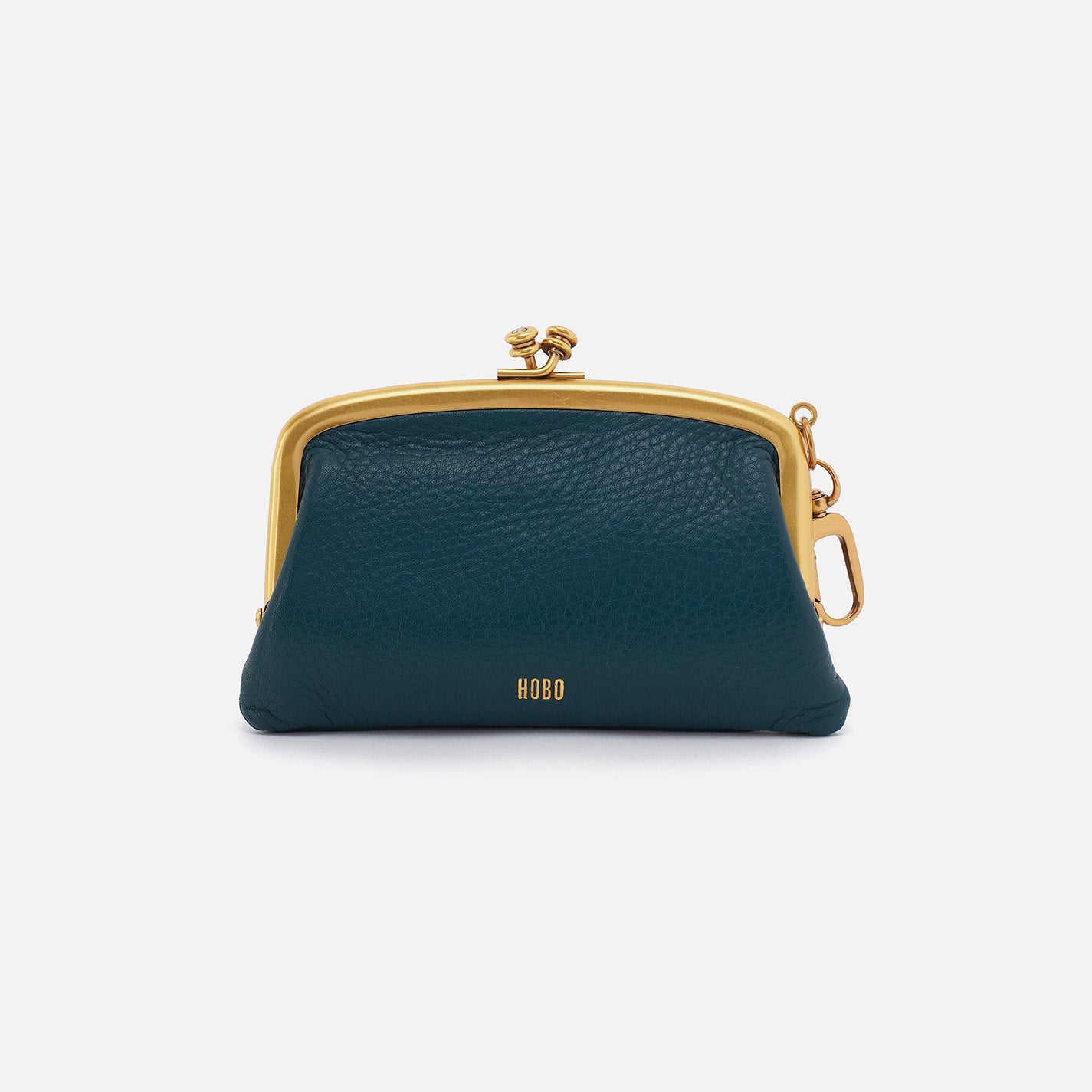Premium Pebbled Leather Cheer Frame Pouch in Midnight Teal - Perfect for Everyday Essentials, Travel & Work Accessories