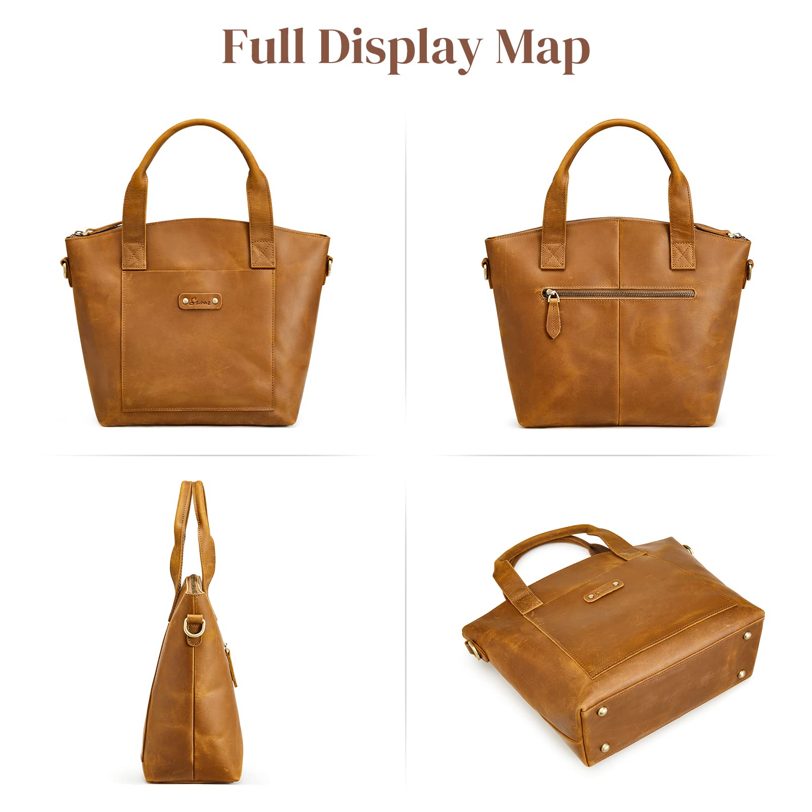 Genuine Leather Satchel Bags for Women - Crossbody Tote Purse for Work & Travel