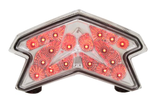 Sequential LED Tail Lights with Clear Lens for 2013-2018 Kawasaki Ninja ZX-6R 636 & 2016+ Z800 Motorcycles - High Visibility Brake Lights for Night Riding and Safety
