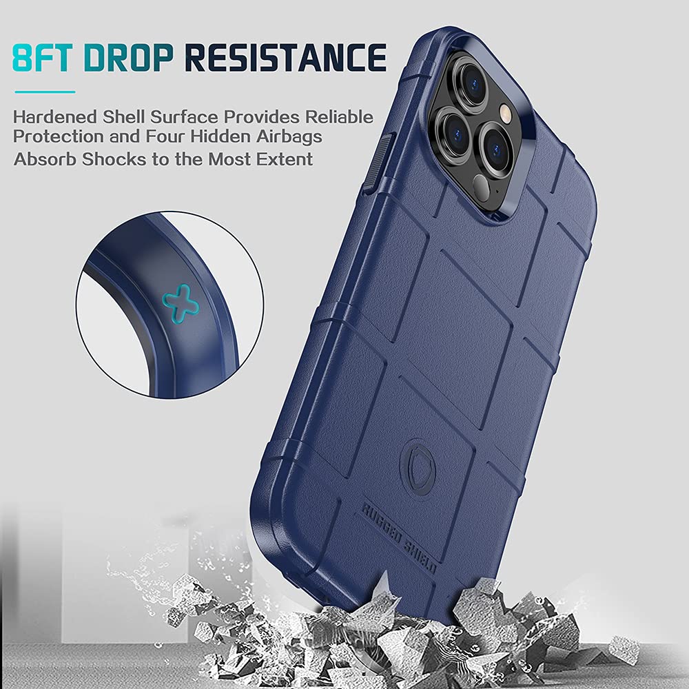 Rugged Shockproof iPhone 13 Pro Max Case (6.7 Inch) - Military Grade Drop Protection, Heavy Duty TPU Armor Cover - Navy Blue Tactical Phone Case for Outdoor, Work & Extreme Sports