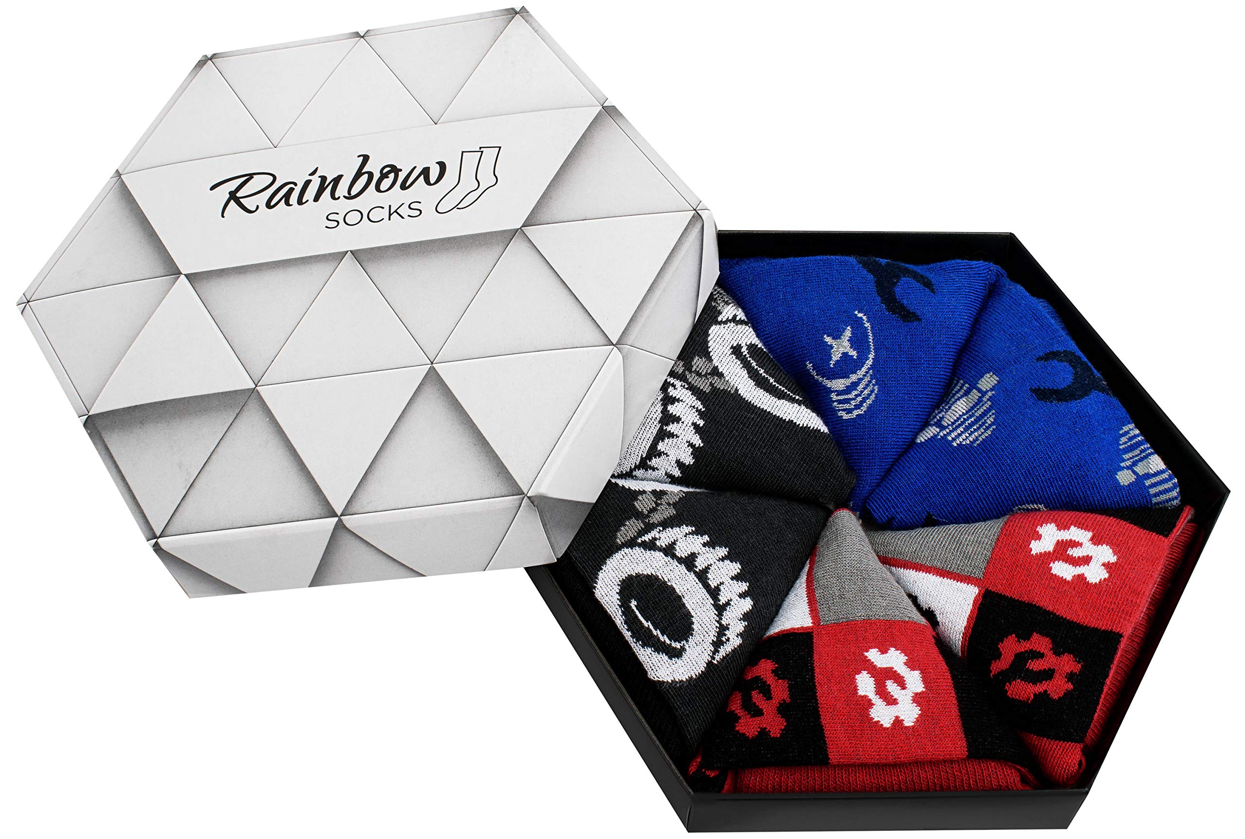 Colorful Rainbow Socks for Women & Men - 3 Pairs Soft Comfortable Unisex Socks - Perfect for Mechanics, Work, Gifts & Everyday Wear
