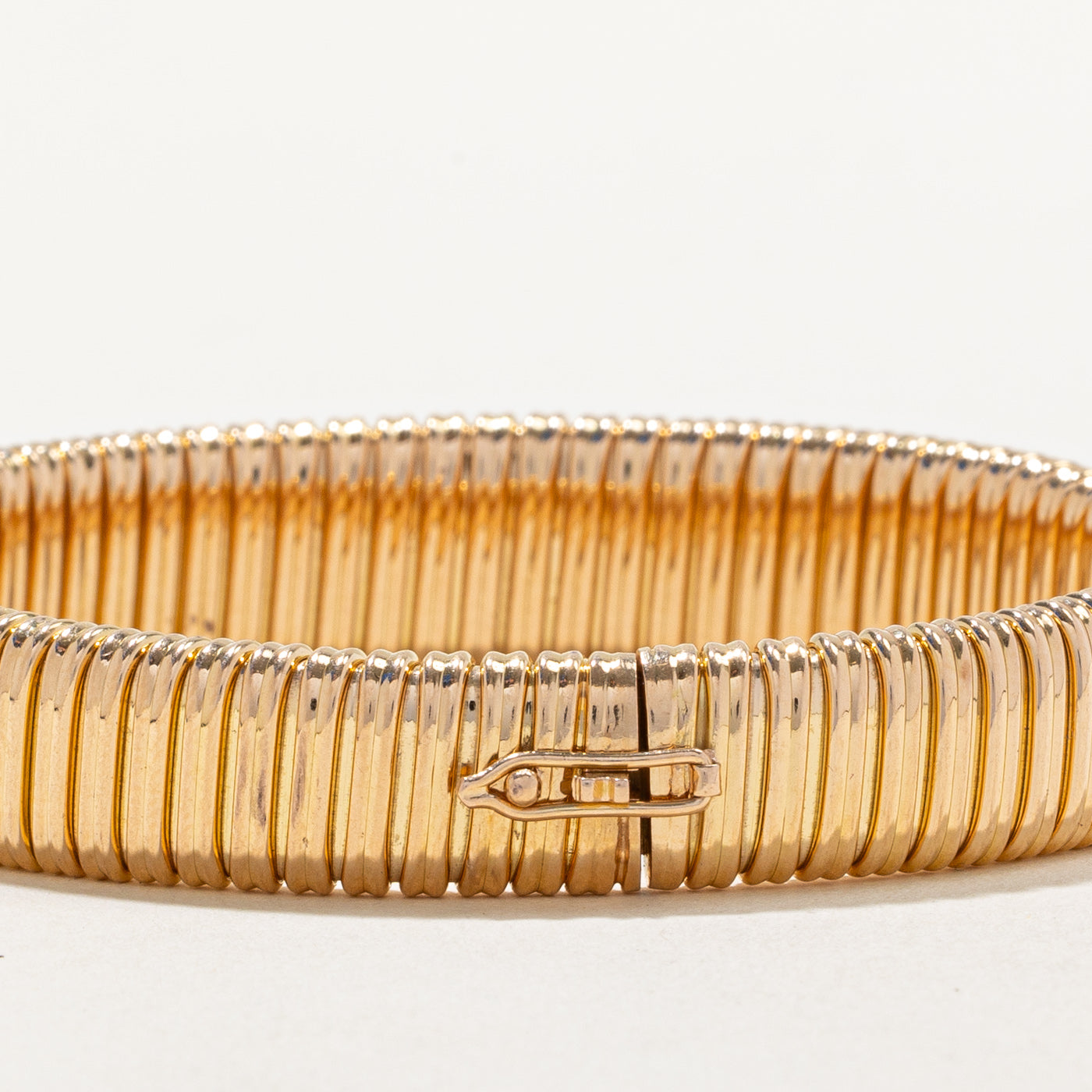 18K Yellow Gold Fluted Bracelet for Women - 7.75 Inch Adjustable Luxury Bangle | Perfect for Gifts, Weddings & Special Occasions