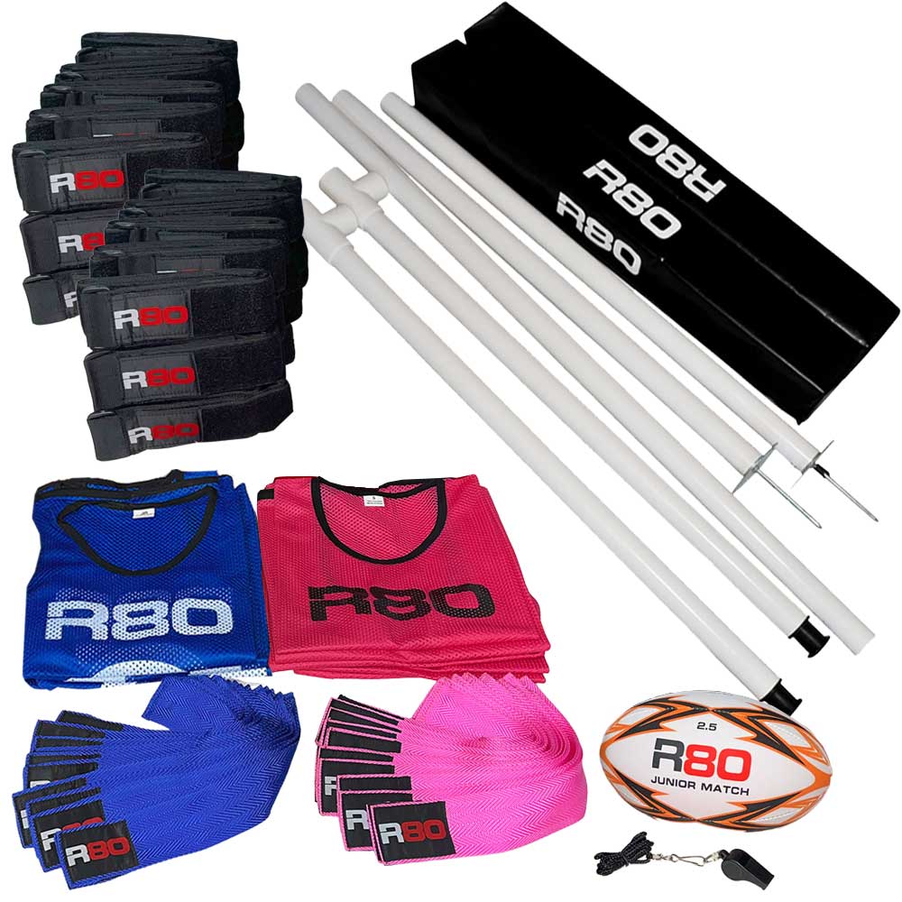 R80 Junior Rippa Team Football Goal Sets with Posts & Corner Poles - Perfect for Youth Soccer Practice, Backyard Games, and School PE Classes