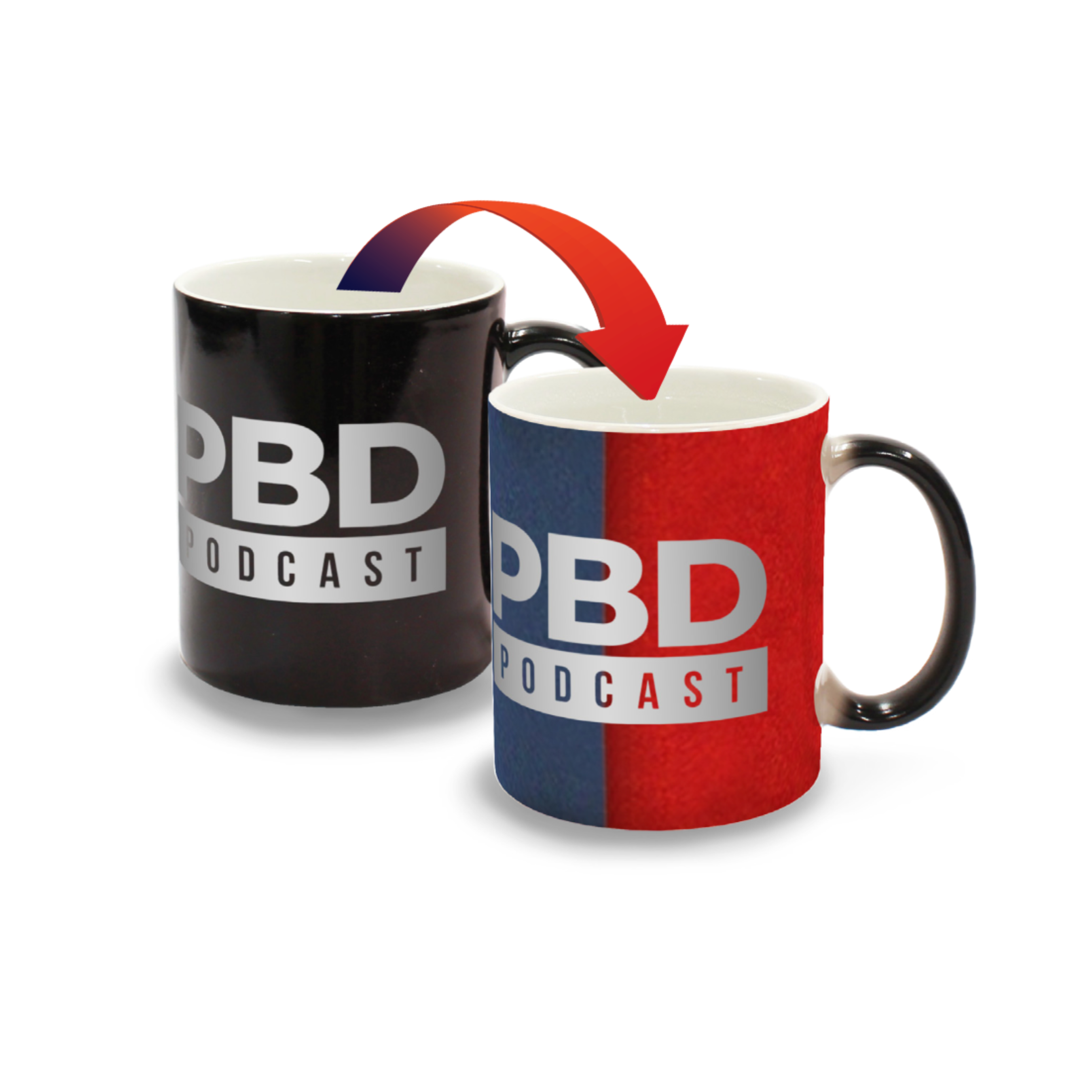 PBD Podcast Color Changing Mug - Heat Sensitive Coffee Cup with Fun Design - Perfect for Coffee Lovers, Gift Ideas & Office Use