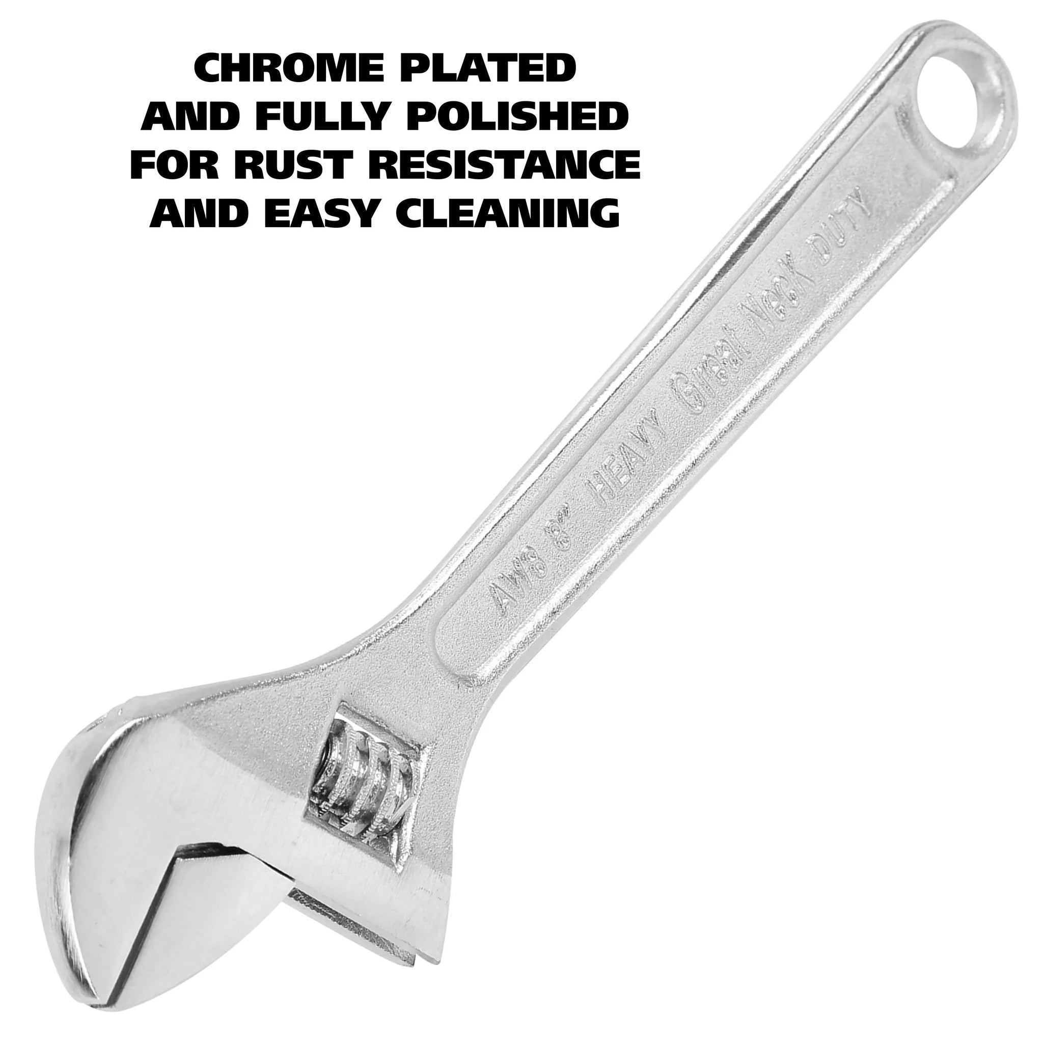 GreatNeck AW8C 8-Inch Adjustable Wrench - Heavy Duty Steel Construction, Smooth Jaw Adjustment for Plumbing, Automotive & DIY Home Repairs