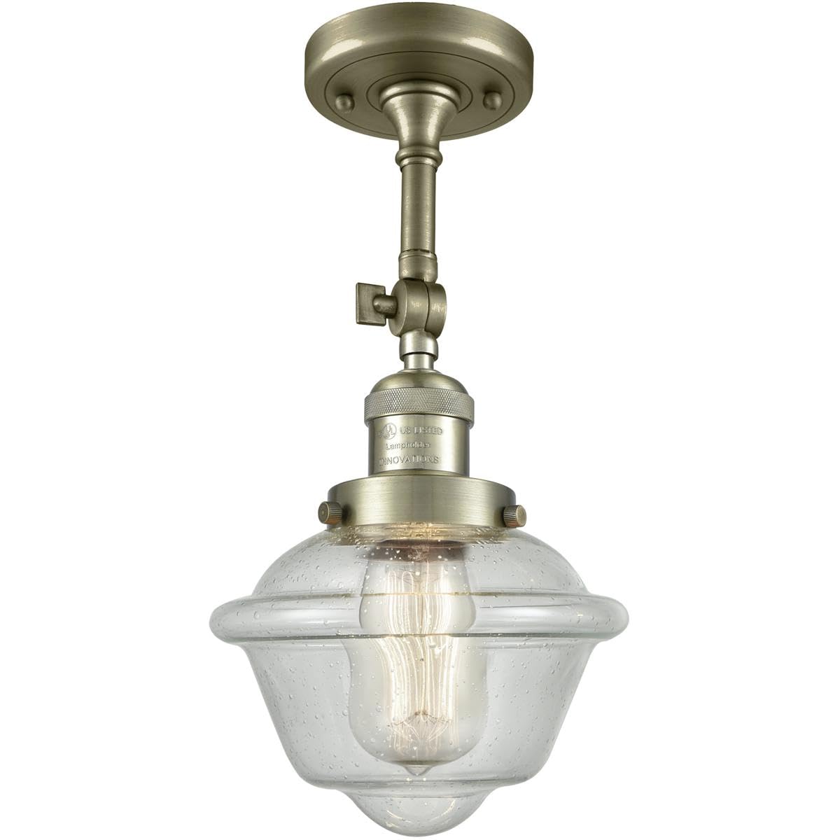 Innovations 201F-AB-G534-LED Semi-Flush Mount Ceiling Light Fixture - Antique Brass Finish, Energy Efficient LED Lighting for Bedroom, Living Room & Hallway