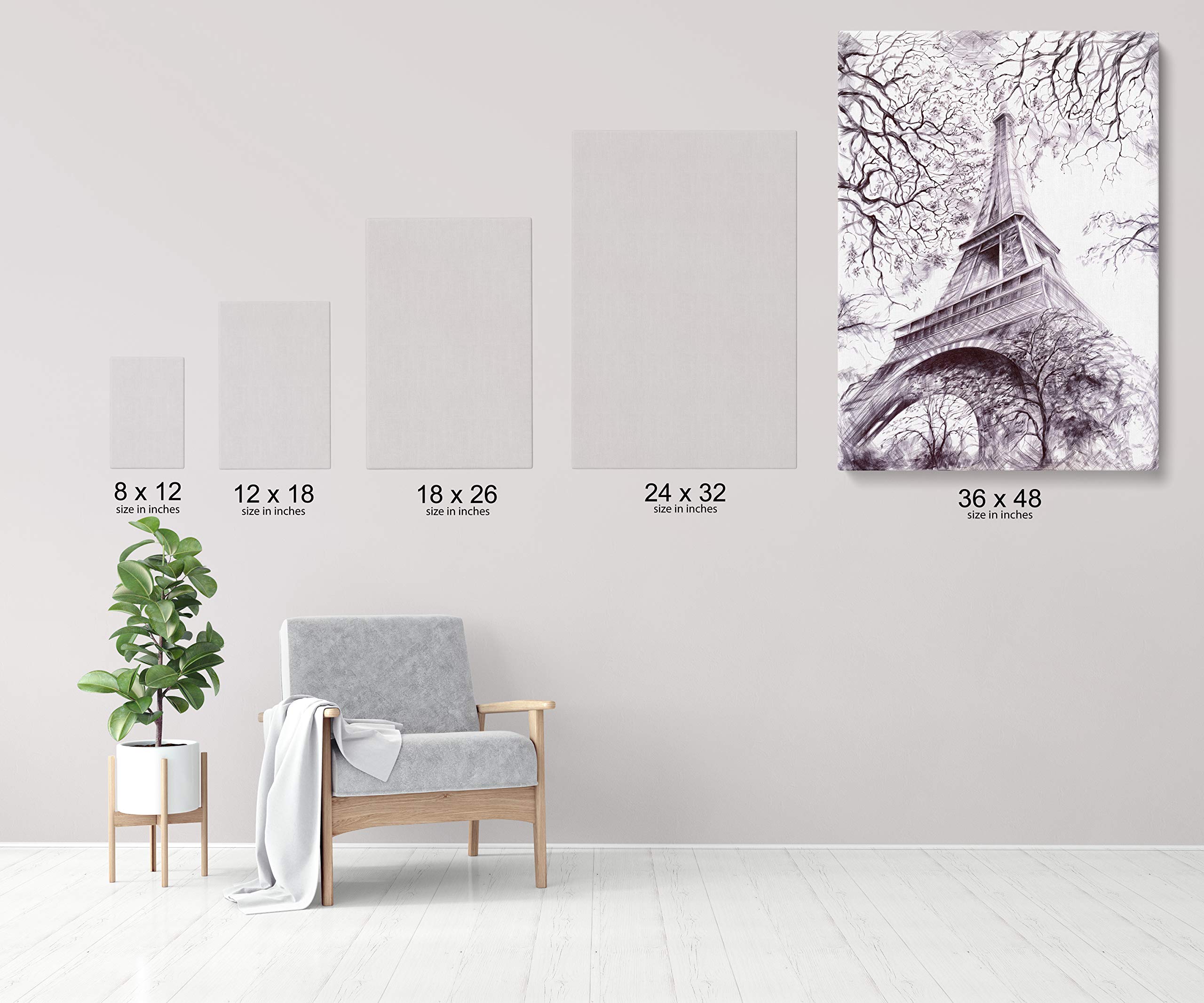 INTALENCE ART Eiffel Tower Canvas Wall Art - 36x48 Inch Black & White Paris Painting, Premium Framed Print for Modern Home & Office Decor - Perfect for Bedroom, Living Room, Bathroom - Ready to Hang