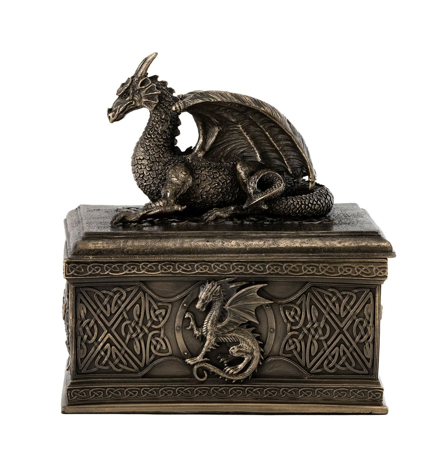 Handcrafted Celtic Dragon Treasure Box - Wooden Jewelry Storage & Keepsake Box for Necklaces, Rings & Collectibles - Perfect for Home Decor, Gift Giving & Fantasy Lovers