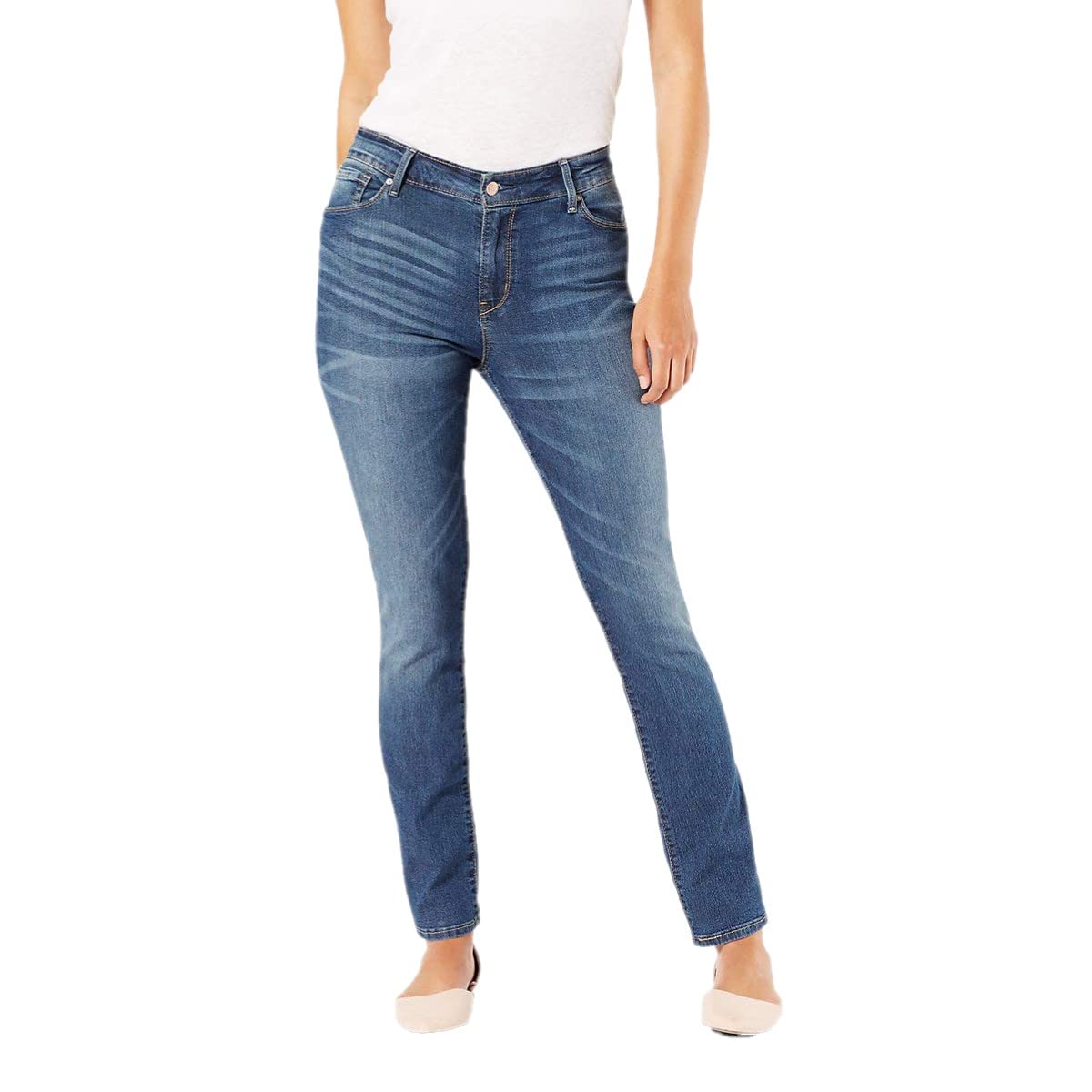 Signature by Levi Strauss & Co. Gold Label Women's Modern Straight Jeans - Comfortable Stretch Denim Pants for Casual Wear & Everyday Outfits
