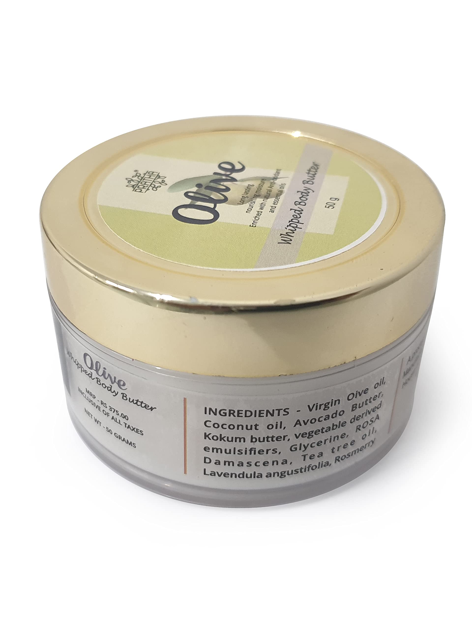 Pratha Naturals Olive Body Butter Whipped Cream 100Gm - Ultra Nourishing & Hydrating Skin Care with Olive Oil - Rich Creamy Body Butter for Women - Perfect for Dry Skin, Daily Moisturizing & Spa Treatments