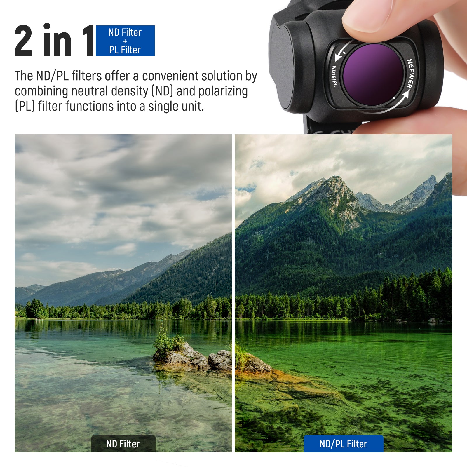 NEEWER FL P7 6-Pack Magnetic Camera Filter Kit - ND/PL/UV/CPL Lens Filters Compatible with DJI Osmo Pocket 3 - Perfect for Vlogging, Travel & Outdoor Videography