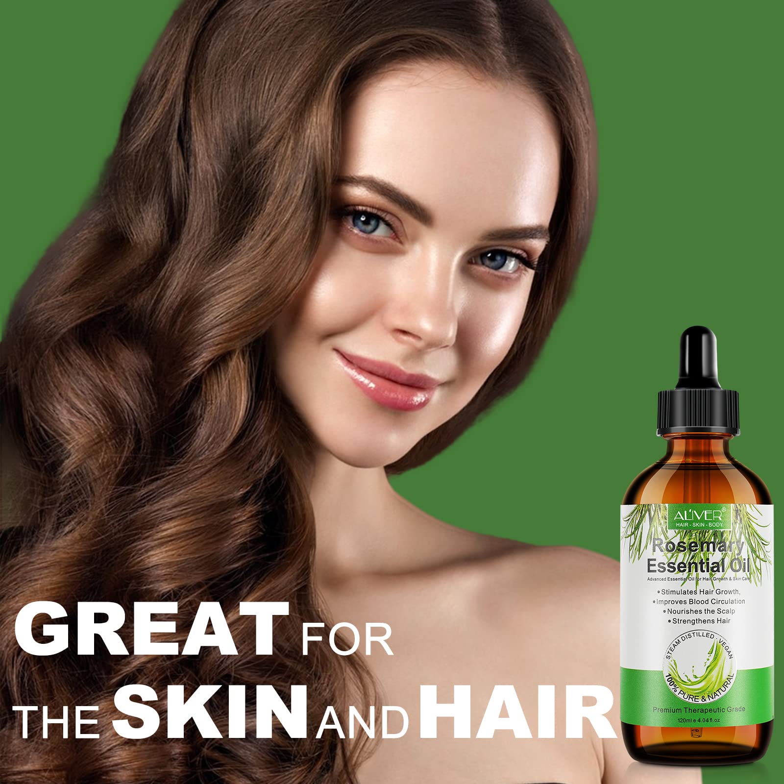 Pure Organic Rosemary Oil for Hair Growth 120ml - Natural Hair Loss Treatment & Scalp Care for Men & Women - Promotes Thicker, Healthier Hair - Ideal for Daily Hair Care & Massage