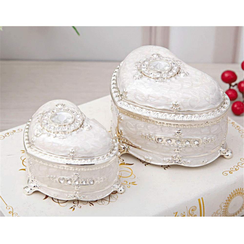 Heart-Shaped Metal Jewelry Box - Elegant Enamel Trinket Storage for Women, Princess Style Gift (Large, Blue) | Perfect for Organizing Rings, Necklaces & Keepsakes