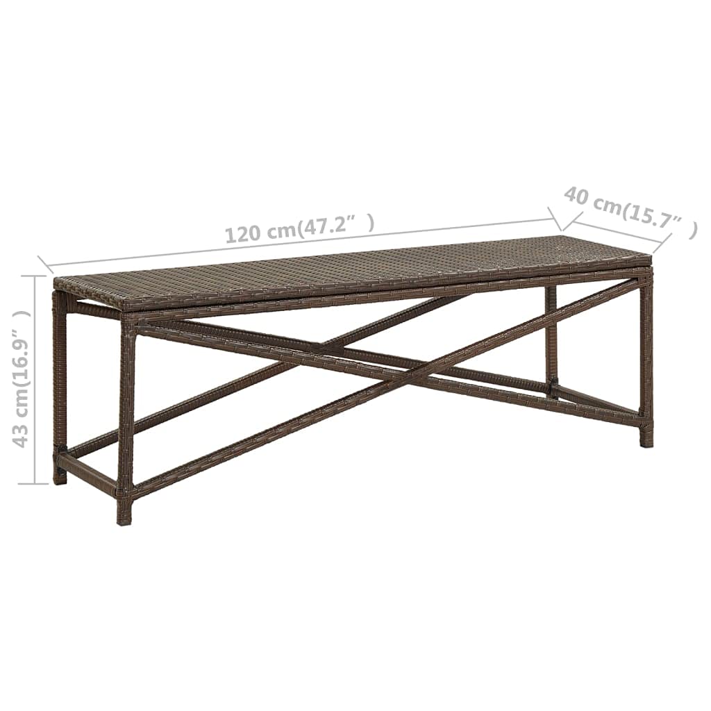 Premium Poly Rattan Outdoor Garden Bench - 47.2