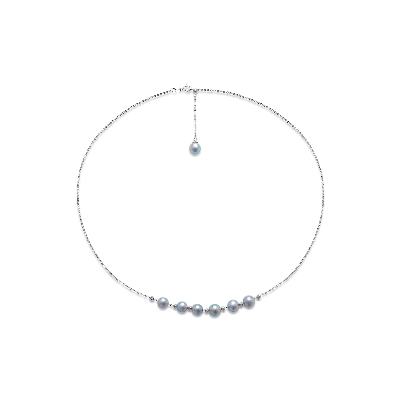 18K Solid Gold Silver Blue Akoya Pearl Necklace for Women - Elegant Bridal Jewelry, Wedding Gift & Special Occasion Accessory - KN00194