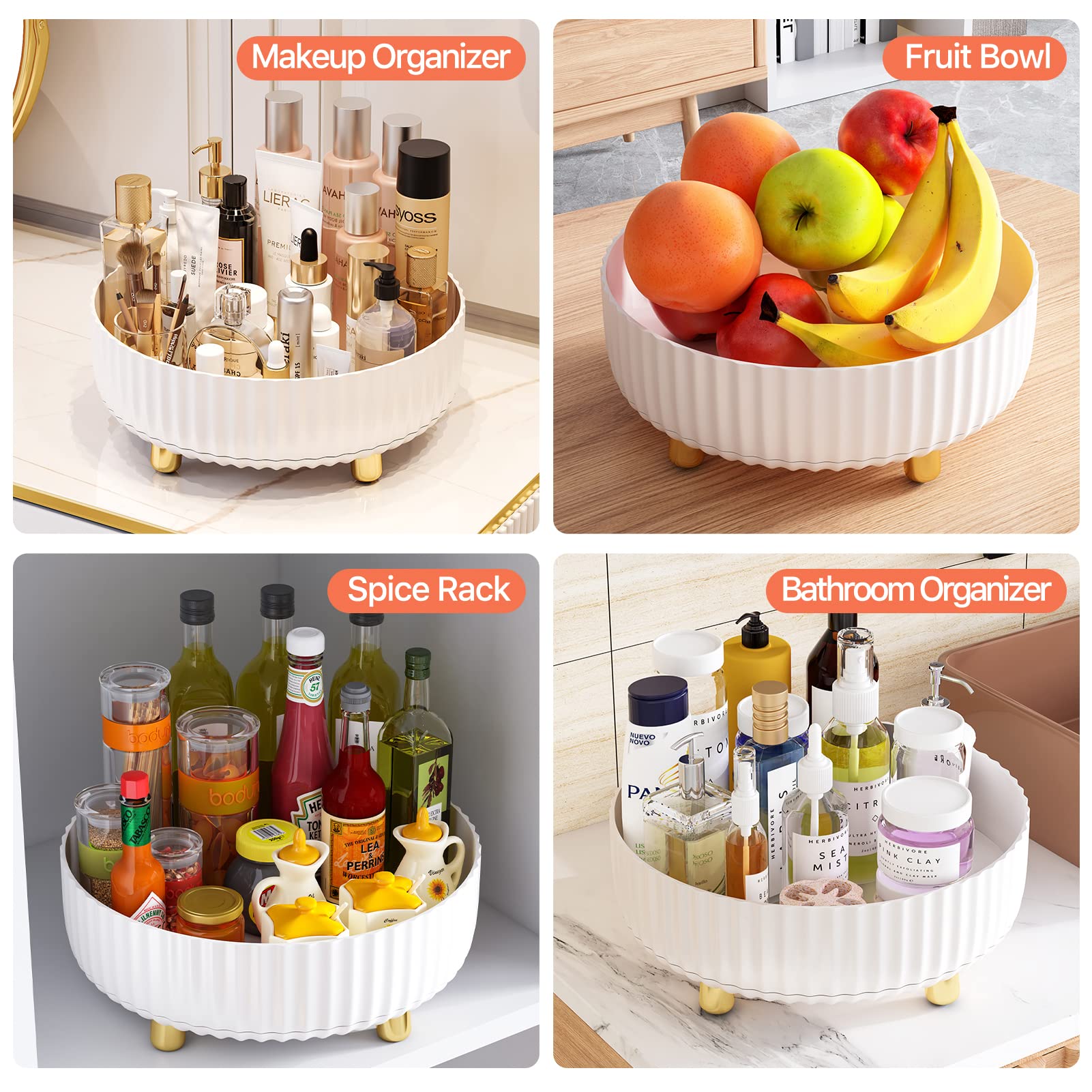 2-Pack Rotating Makeup Organizer for Dresser - 360 Degree Lazy Susan Cosmetic Storage for Perfume, Hair Products & Lotions | Perfect for Vanity, Bathroom & Bedroom Organization