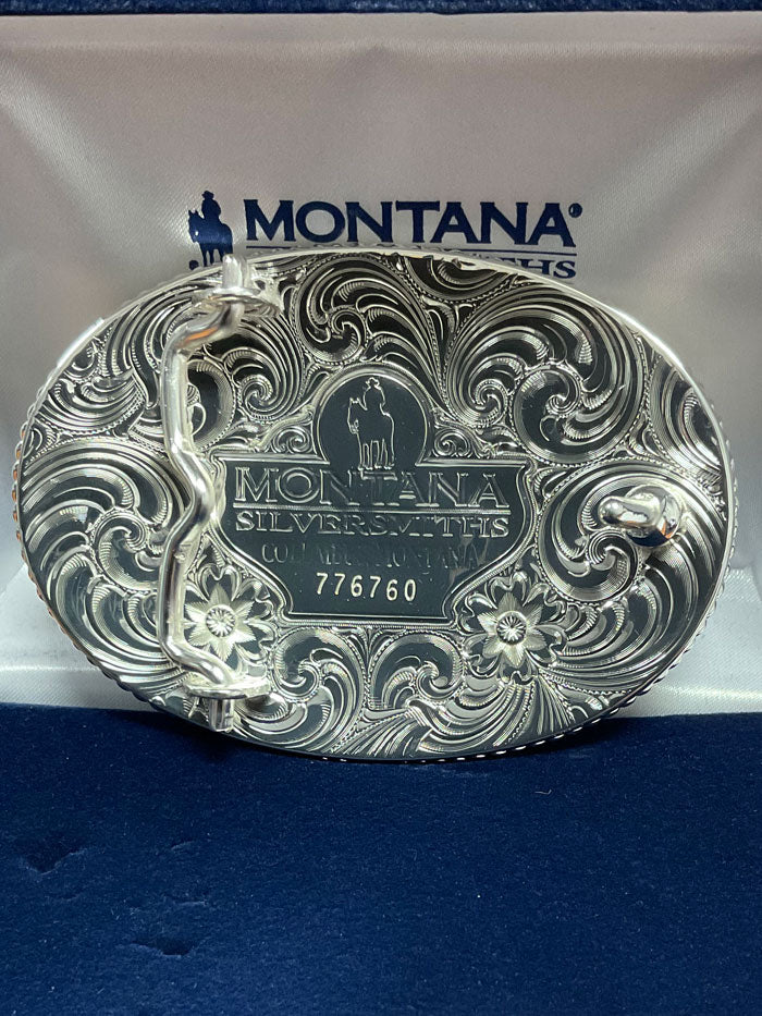 Montana Silversmiths 1256 977L Buck and Doe Western Belt Buckle - Sterling Silver Cowboy Buckle for Western Wear & Rodeo Outfits