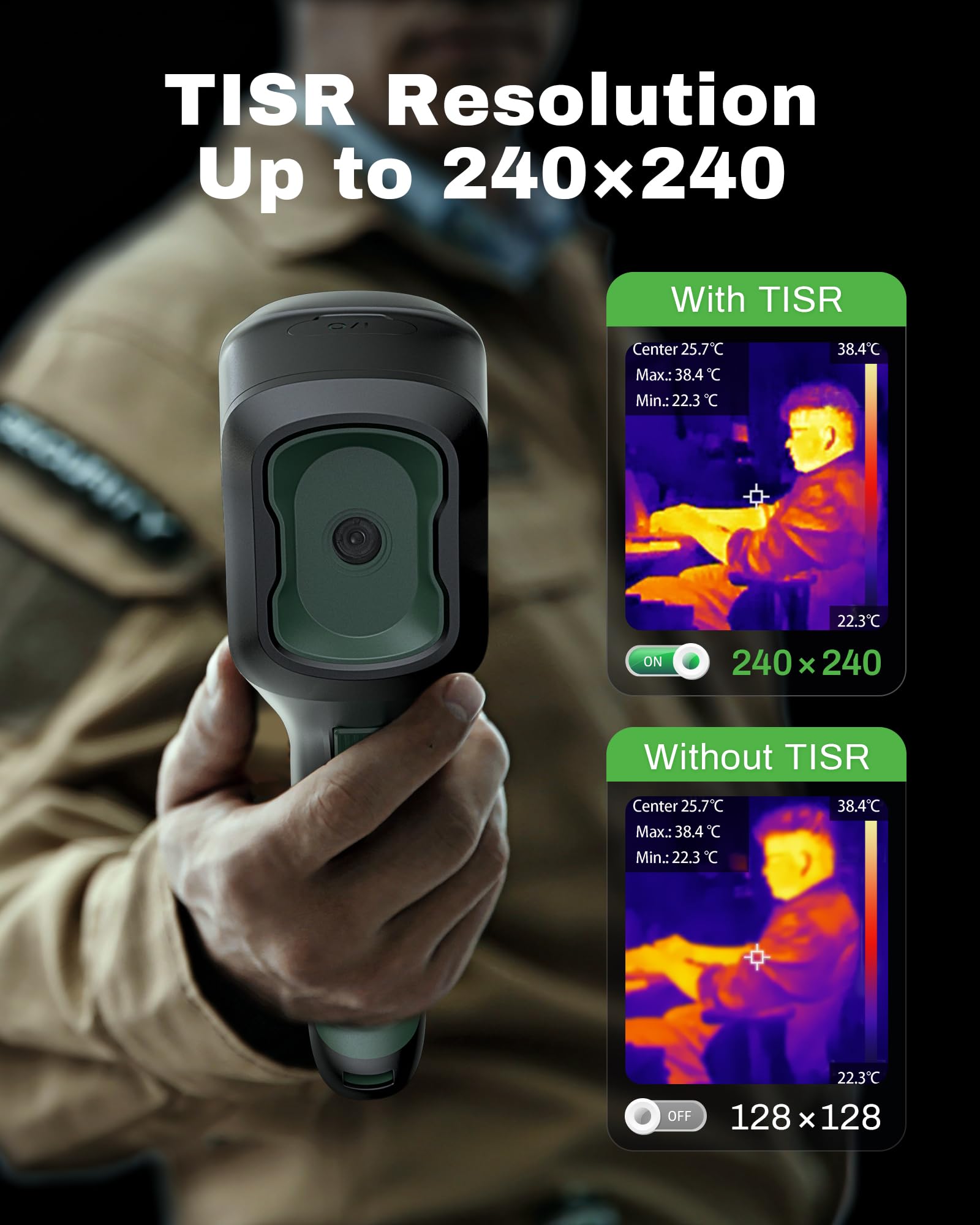 H128 Handheld Thermal Imaging Camera - 240x240 TISR Resolution, 25Hz IR Camera with -4°F to 842°F Range | 24H Battery Life, Temperature Alarm & IP65 Protection | for Home Inspection, Electrical Maintenance & HVAC Diagnosis