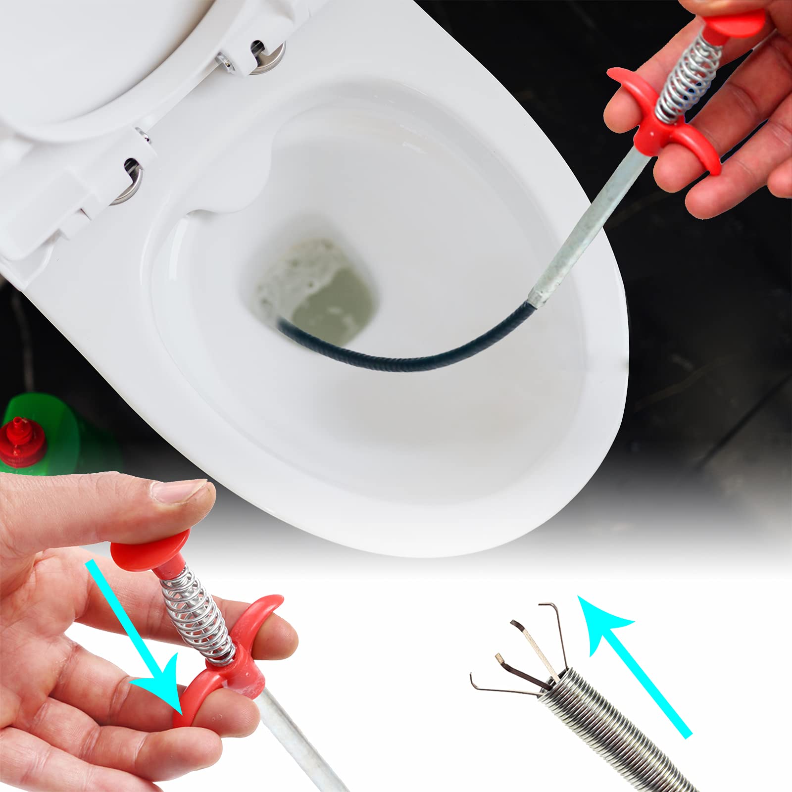 Daily Treasures Spring Pipe Drain Snake Tool - Multifunctional Sink & Sewer Clog Remover with Cleaning Claw | Perfect for Kitchen, Bathroom & Outdoor Drain Maintenance