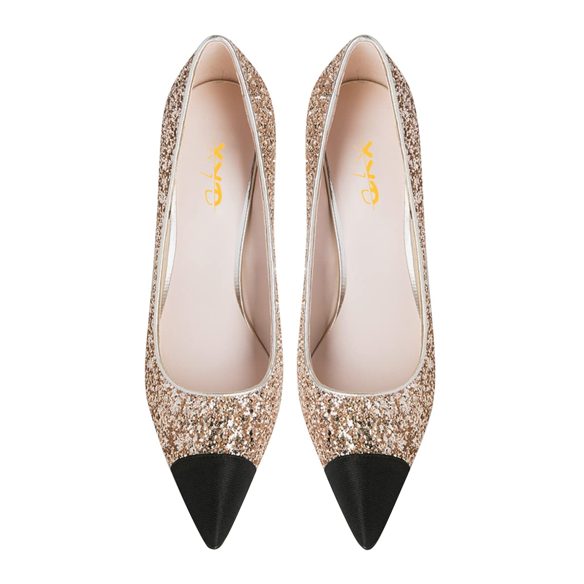 XYD Women's Sparkly Glitter Stilettos - Pointed Toe Slip On High Heel Pumps for Wedding, Prom, Party & Evening Dress Shoes | Elegant & Sexy Women's Fashion Heels for Special Occasions