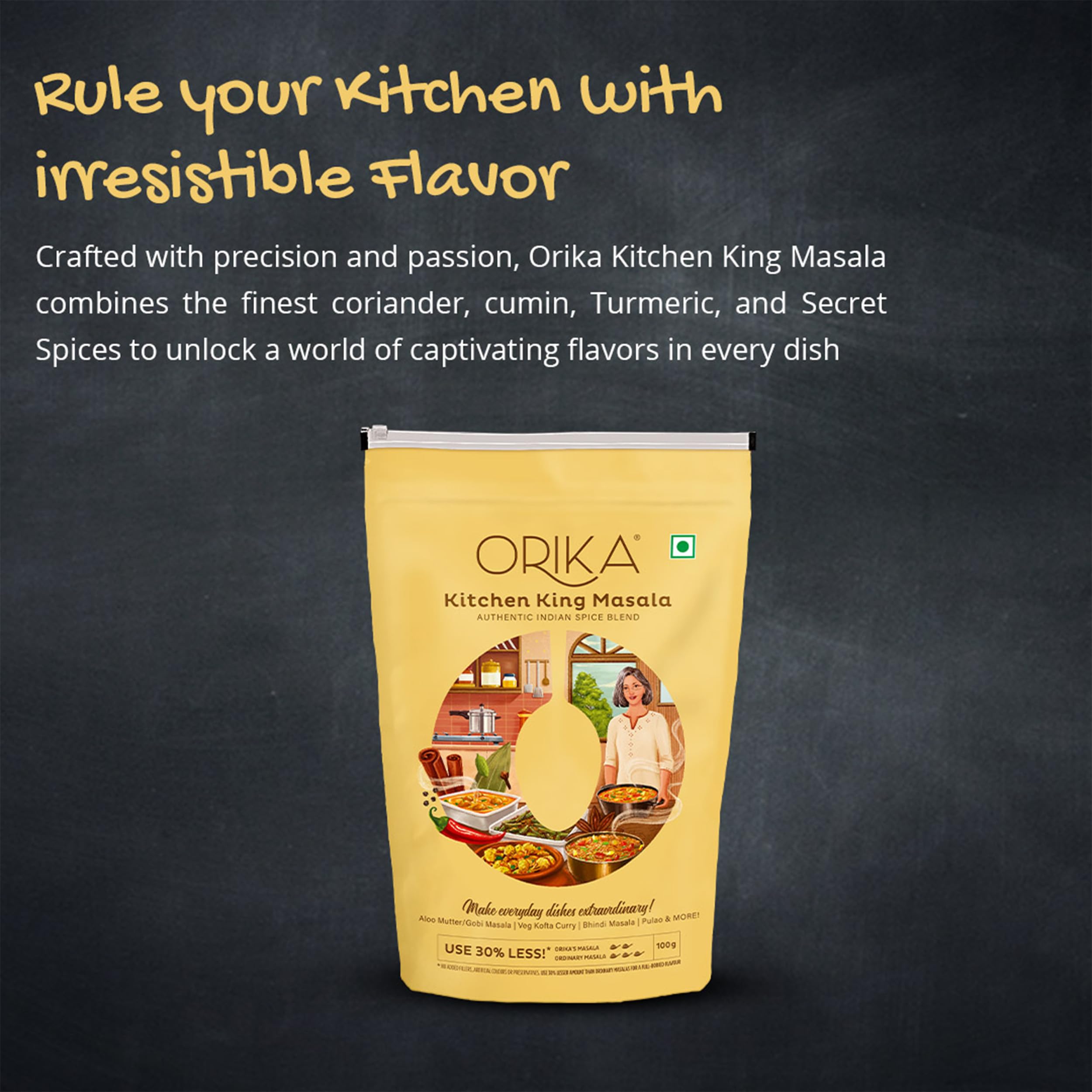 Orika Kitchen King Powder (100g) - Premium Indian Spice Blend for Flavorful Cooking | Perfect for Curries, Soups, and Stir-Fries