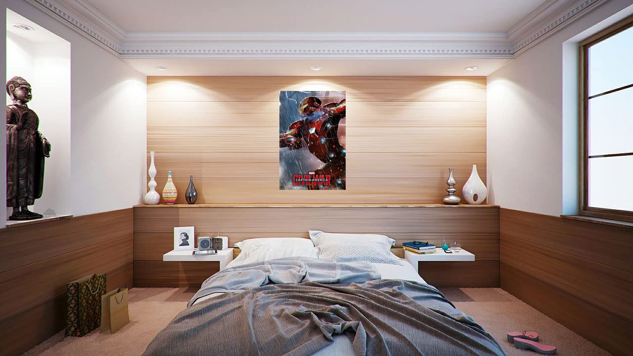 Captain America: Civil War Marvel Movie Poster 24x36 Inches - Iron Man Edition with Free Poster Strip Set | Premium Wall Art for Home Theater, Game Room & Comic Book Fan Decor
