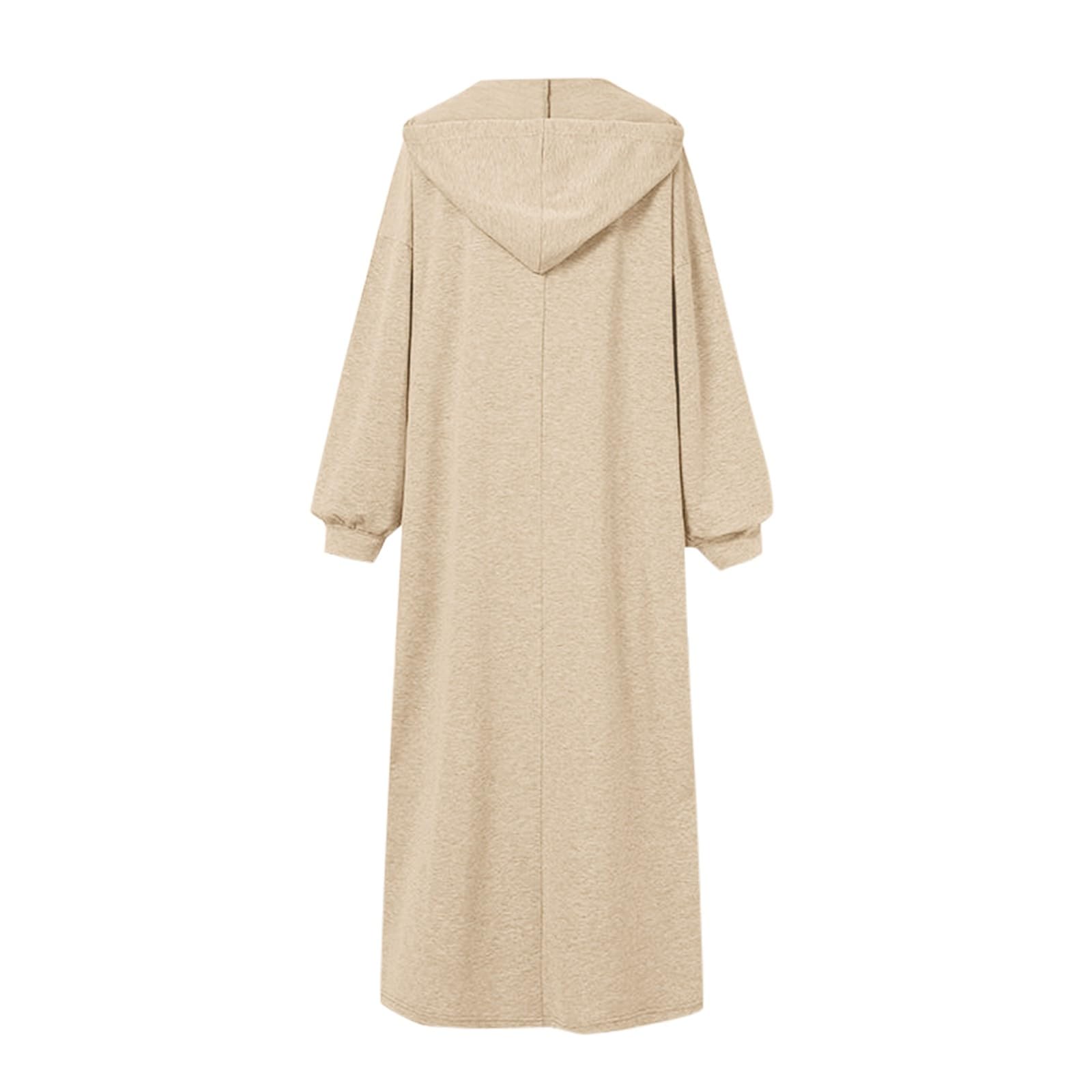 Women's Thin Long Sleeve Drawstring Solid Loose V-Neck Casual Hooded Dress - Elegant Wedding Guest Outfit for 2024 | Perfect for Bridal Showers, Cocktail Parties & Spring Events